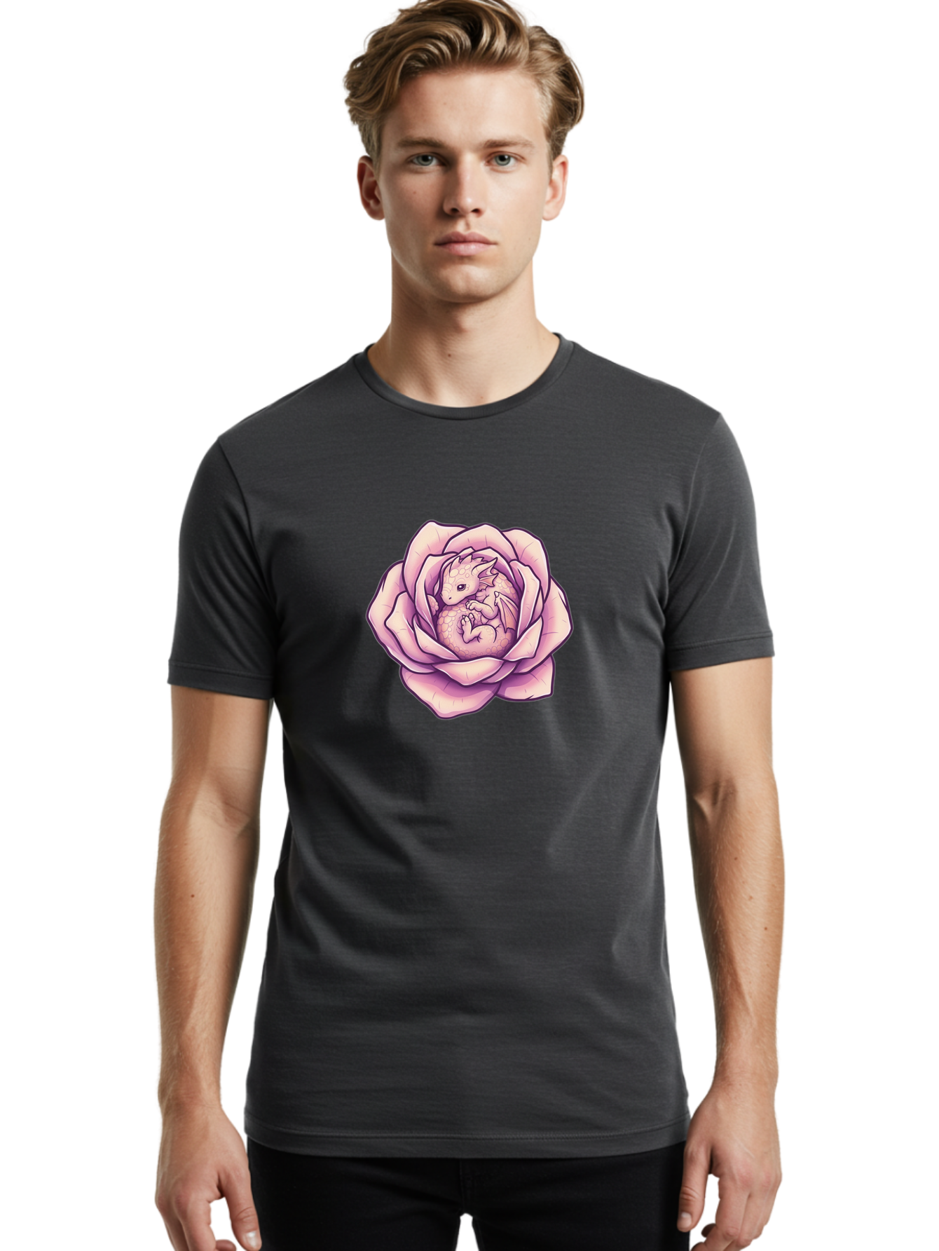 Dragon-In-Rose-7 Men'S Graphic Tee, 100% Cotton, Comfortable Casual Summer Wear, Machine Washable, Vintage Camera, Old Camera, Antique Camera, Black Camera, Classic Photography, Photography Equipment, Nostalgic Device, Film Camera, Camera Art Bak470