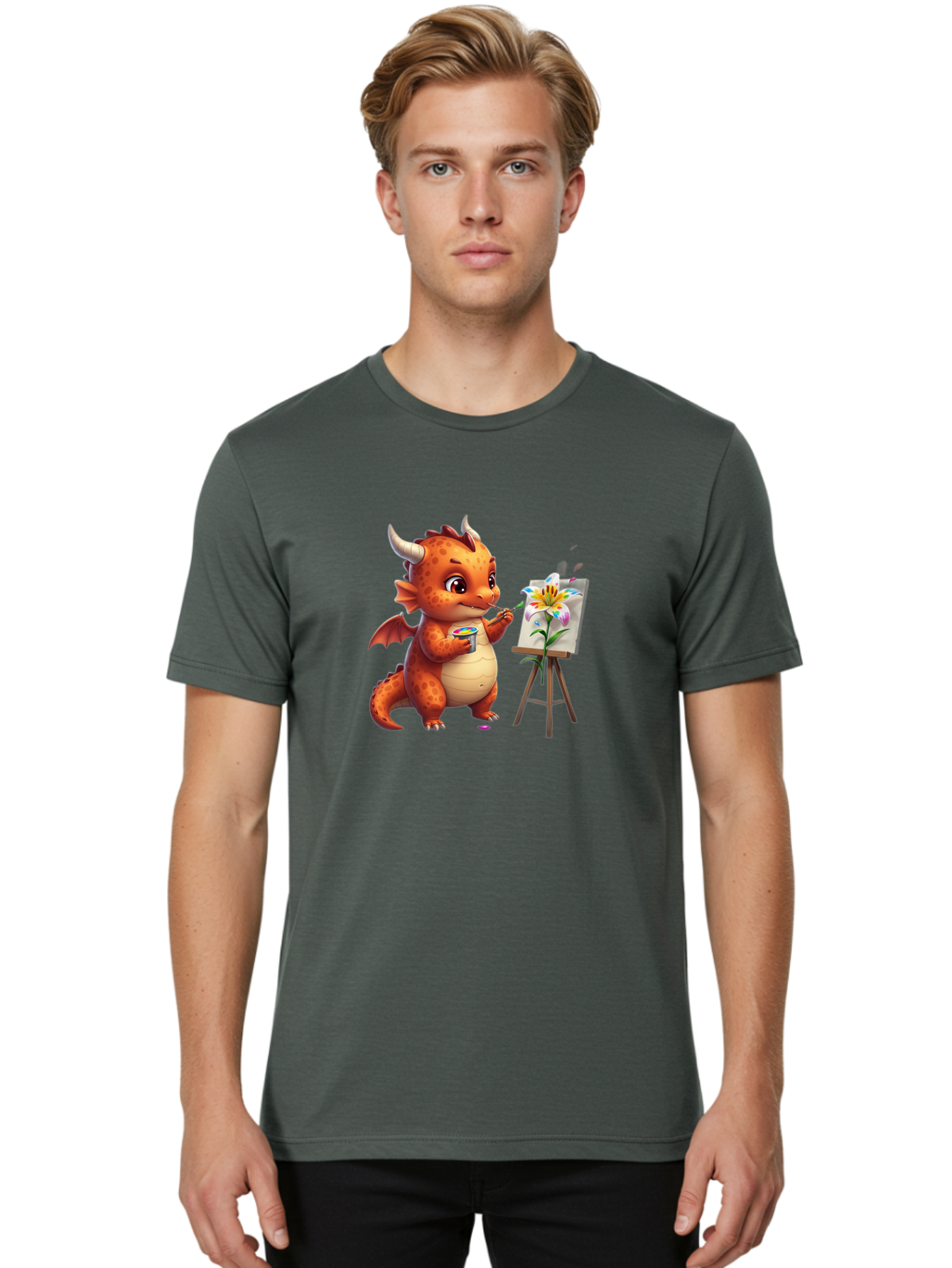 Dragon-Painting-Flower Men'S Graphic Tee, 100% Cotton, Comfortable Casual Summer Wear, Machine Washable, Vintage Camera, Old Camera, Antique Camera, Black Camera, Classic Photography, Photography Equipment, Nostalgic Device, Film Camera, Bak488