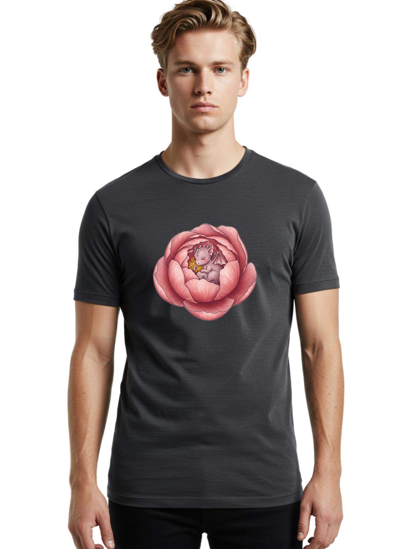 Dragon-Sleeping-In-Pink-Lotus Men'S Graphic Tee, 100% Cotton, Comfortable Casual Summer Wear, Machine Washable, Vintage Camera, Old Camera, Antique Camera, Black Camera, Classic Photography, Photography Equipment, Nostalgic Device, Bak489