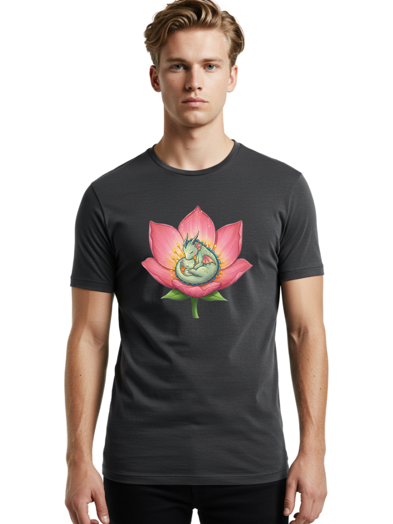 Dragon-Sleeping-On-Pink-Lotus-Flower Men'S Graphic Tee, 100% Cotton, Comfortable Casual Summer Wear, Machine Washable, Vintage Camera, Old Camera, Antique Camera, Black Camera, Classic Photography, Photography Equipment, Nostalgic Device, Bak490