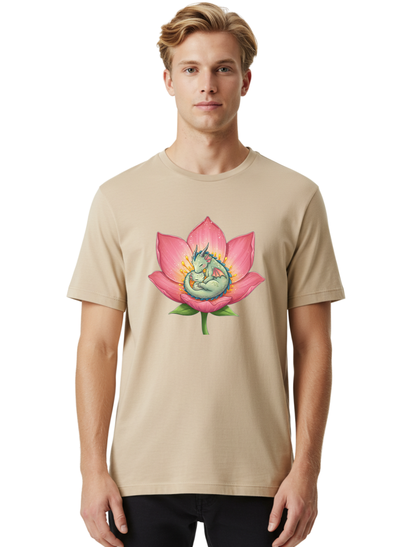 Dragon-Sleeping-On-Pink-Lotus-Flower Men'S Graphic Tee, 100% Cotton, Comfortable Casual Summer Wear, Machine Washable, Vintage Camera, Old Camera, Antique Camera, Black Camera, Classic Photography, Photography Equipment, Nostalgic Device, Bak490