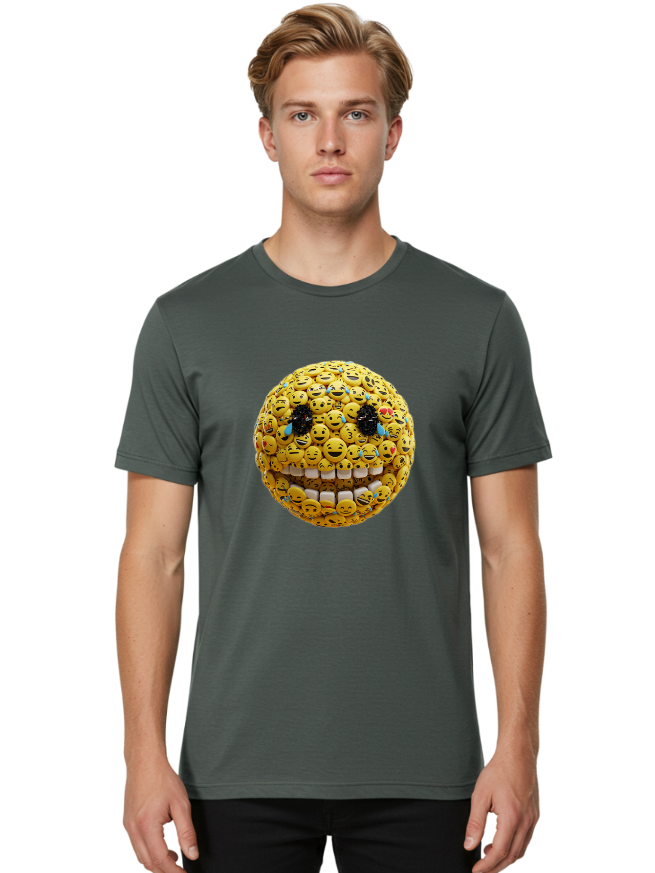 Emoji-Face Men'S Graphic Tee, 100% Cotton, Comfortable Casual Summer Wear, Machine Washable, Vintage Camera, Old Camera, Antique Camera, Black Camera, Classic Photography, Photography Equipment, Nostalgic Device, Film Camera, Camera Art Bak527