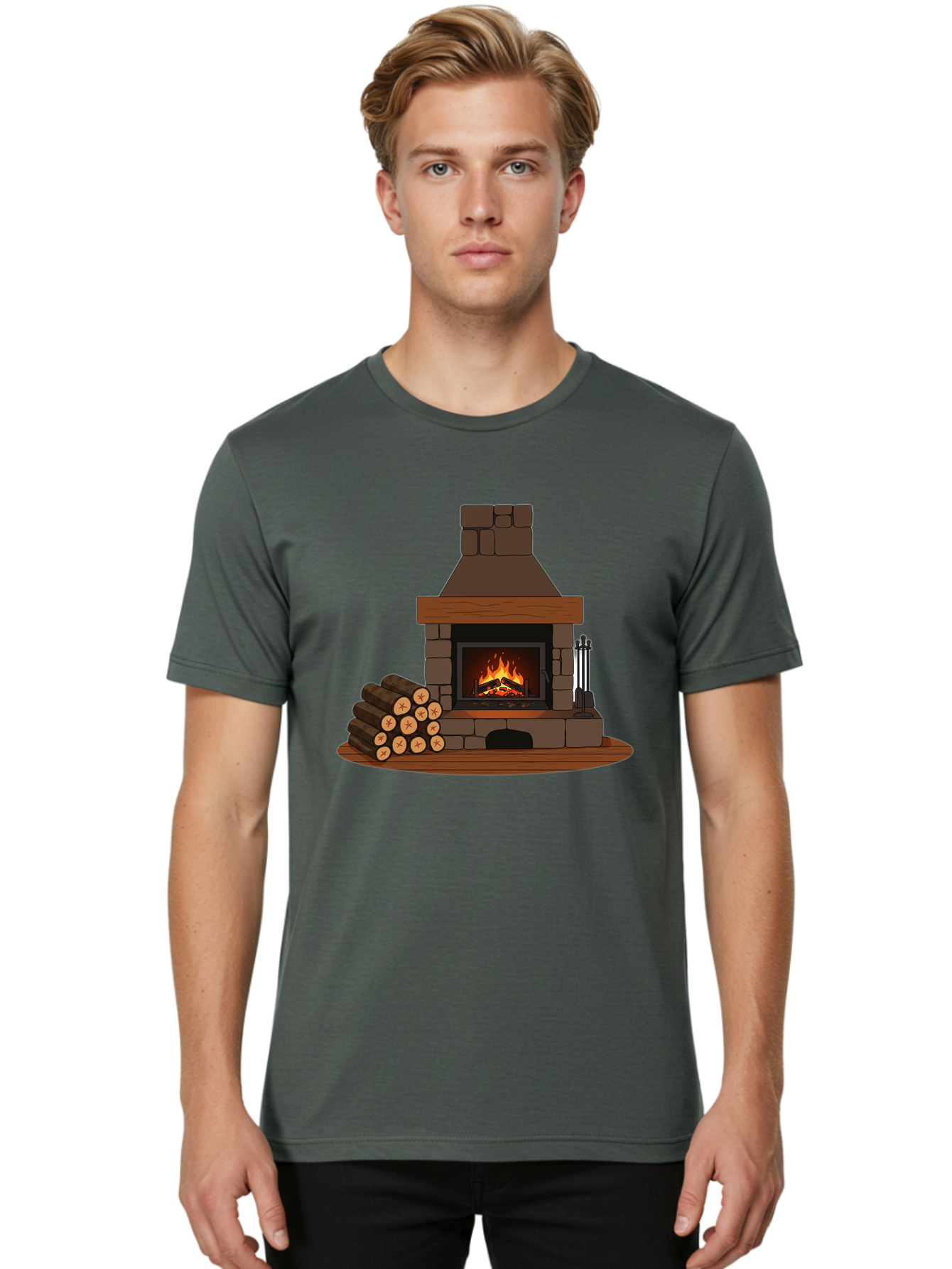 Fireplace-With-Fire Men'S Graphic Tee, 100% Cotton, Comfortable Casual Summer Wear, Machine Washable, Vintage Camera, Old Camera, Antique Camera, Black Camera, Classic Photography, Photography Equipment, Nostalgic Device, Film Camera, Bak548