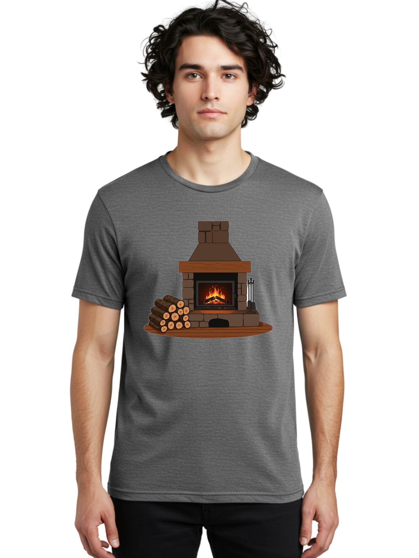 Fireplace-With-Fire Men'S Graphic Tee, 100% Cotton, Comfortable Casual Summer Wear, Machine Washable, Vintage Camera, Old Camera, Antique Camera, Black Camera, Classic Photography, Photography Equipment, Nostalgic Device, Film Camera, Bak548