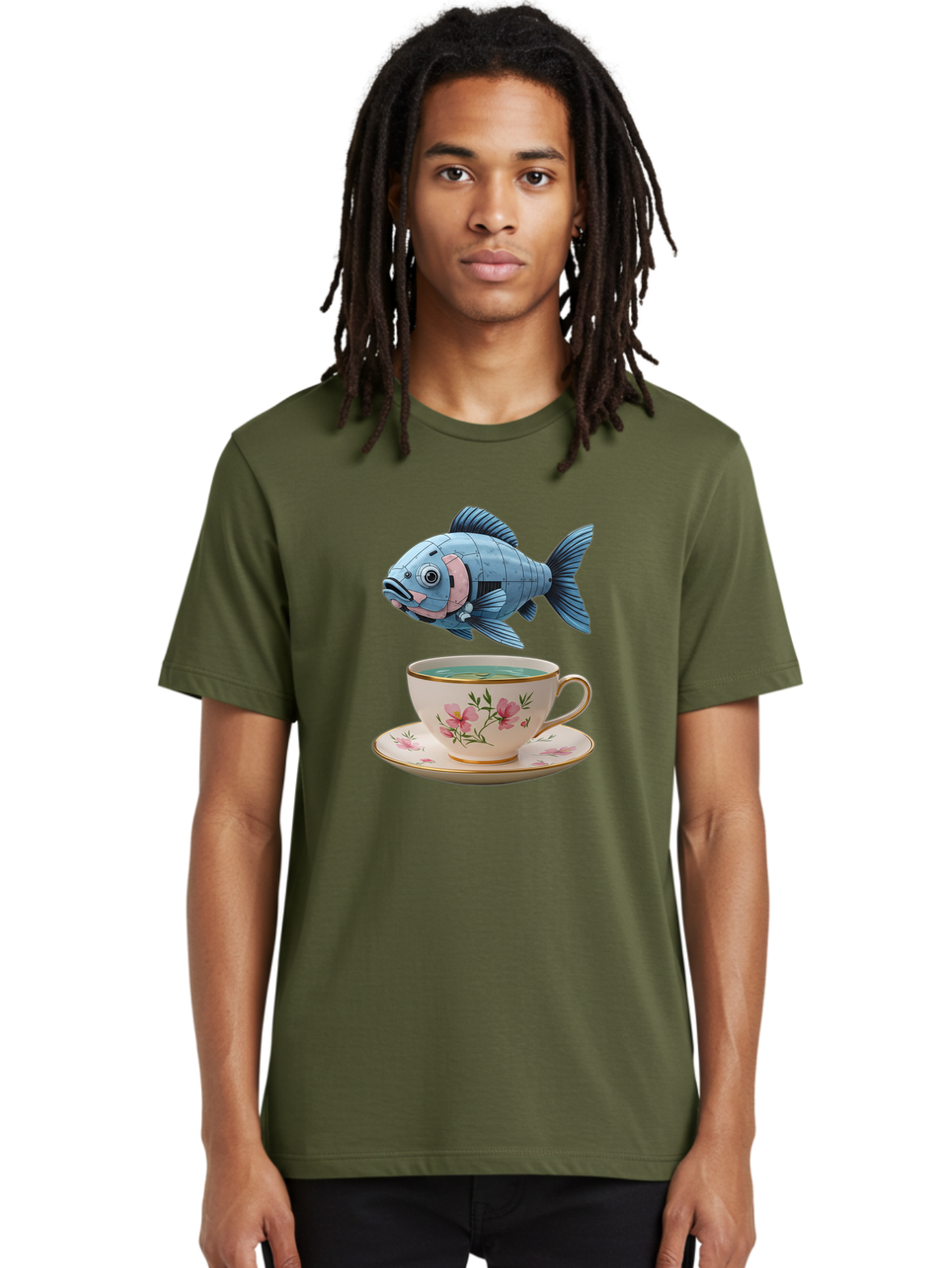 Fish-In-Tea-Cup-1 Men'S Graphic Tee, 100% Cotton, Comfortable Casual Summer Wear, Machine Washable, Vintage Camera, Old Camera, Antique Camera, Black Camera, Classic Photography, Photography Equipment, Nostalgic Device, Film Camera, Camera Art Bak552