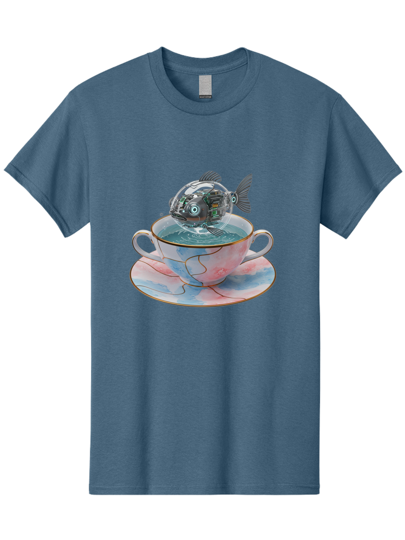 Fish-In-Teacup-1 Men'S Graphic Tee, 100% Cotton, Comfortable Casual Summer Wear, Machine Washable, Vintage Camera, Old Camera, Antique Camera, Black Camera, Classic Photography, Photography Equipment, Nostalgic Device, Film Camera, Camera Art Bak554