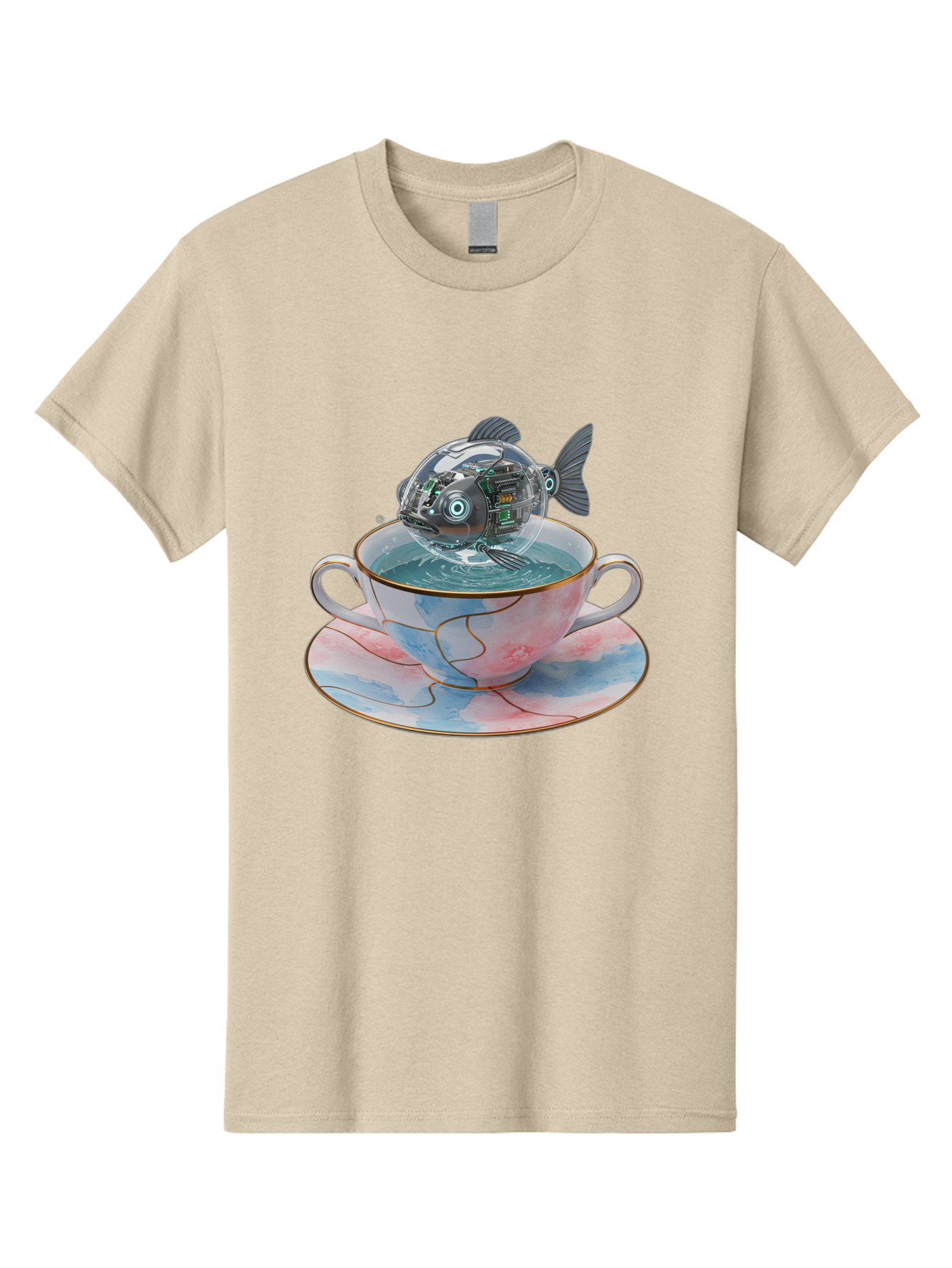 Fish-In-Teacup-1 Men'S Graphic Tee, 100% Cotton, Comfortable Casual Summer Wear, Machine Washable, Vintage Camera, Old Camera, Antique Camera, Black Camera, Classic Photography, Photography Equipment, Nostalgic Device, Film Camera, Camera Art Bak554
