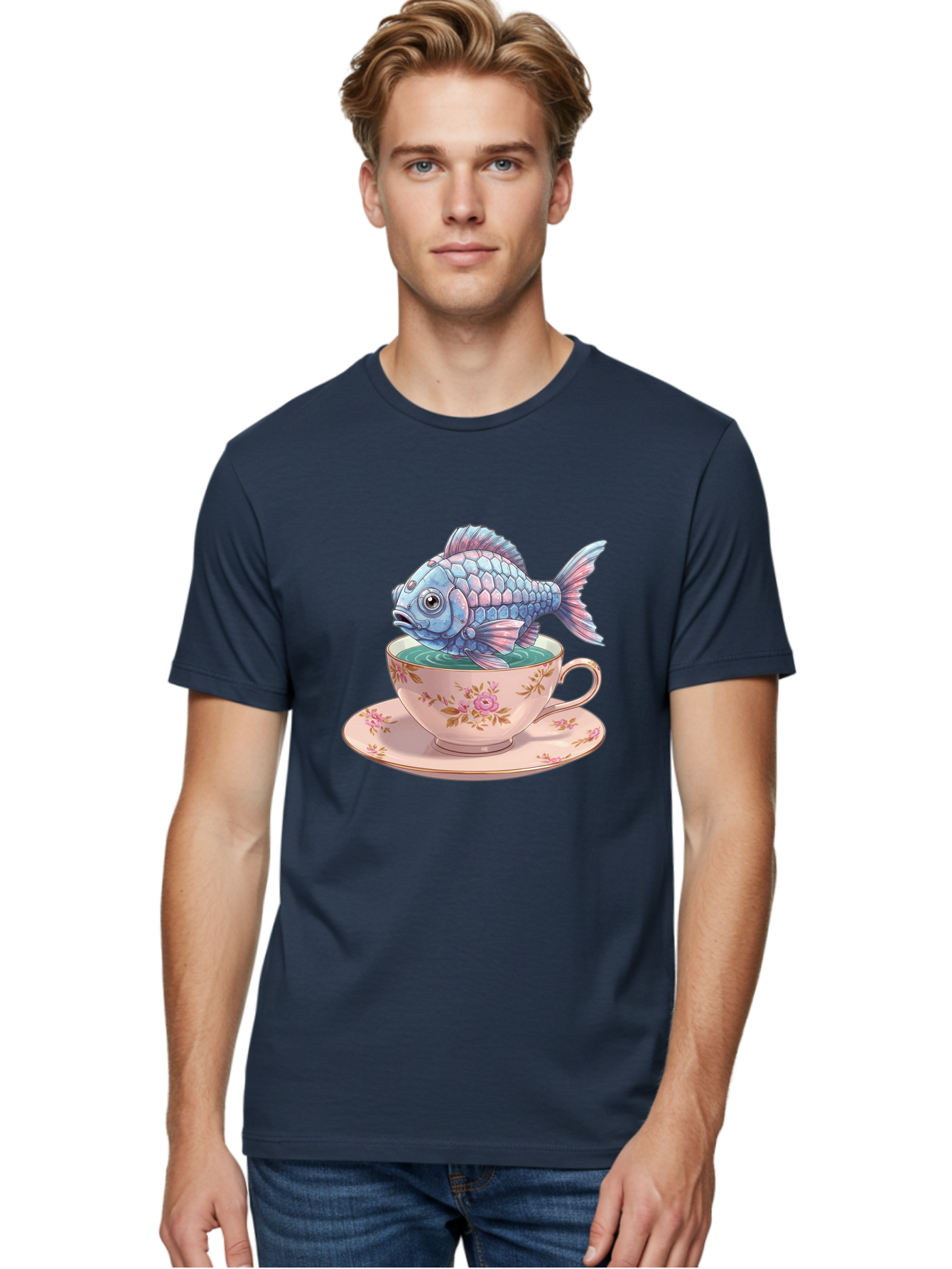 Fish-In-Teacup-2 Men'S Graphic Tee, 100% Cotton, Comfortable Casual Summer Wear, Machine Washable, Vintage Camera, Old Camera, Antique Camera, Black Camera, Classic Photography, Photography Equipment, Nostalgic Device, Film Camera, Camera Art Bak555