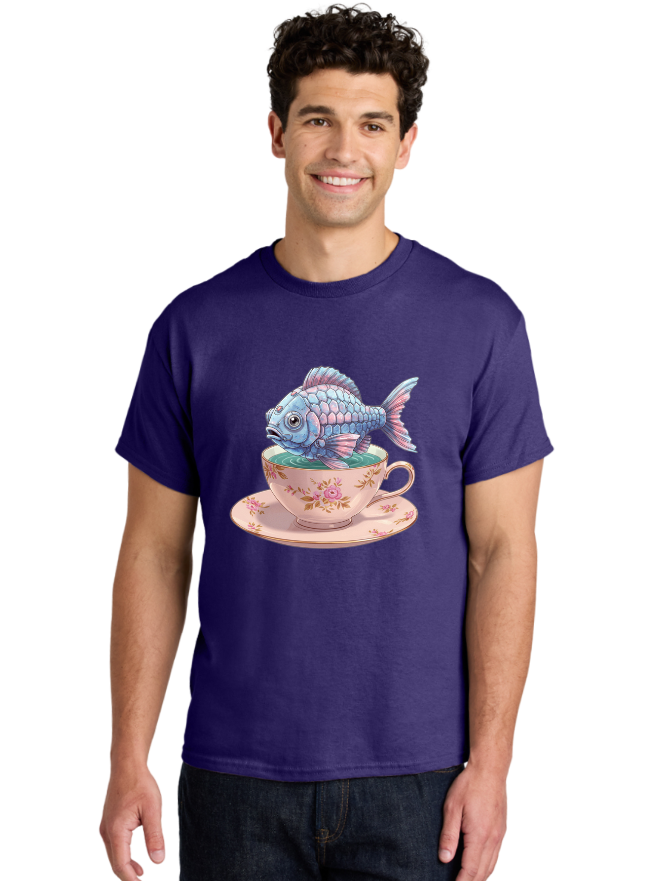 Fish-In-Teacup-2 Men'S Graphic Tee, 100% Cotton, Comfortable Casual Summer Wear, Machine Washable, Vintage Camera, Old Camera, Antique Camera, Black Camera, Classic Photography, Photography Equipment, Nostalgic Device, Film Camera, Camera Art Bak555