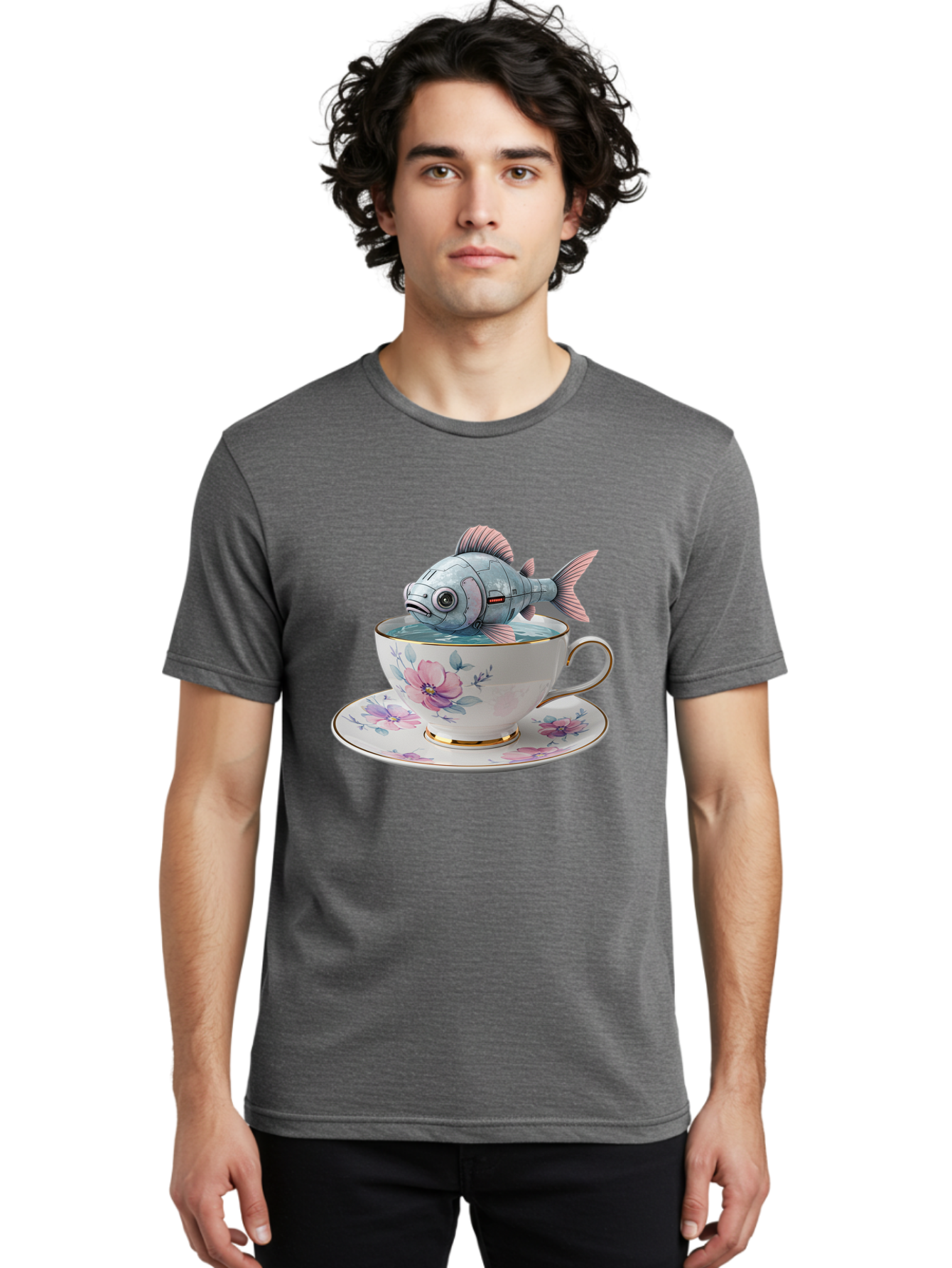 Fish-In-Teacup-3 Men'S Graphic Tee, 100% Cotton, Comfortable Casual Summer Wear, Machine Washable, Vintage Camera, Old Camera, Antique Camera, Black Camera, Classic Photography, Photography Equipment, Nostalgic Device, Film Camera, Camera Art Bak556