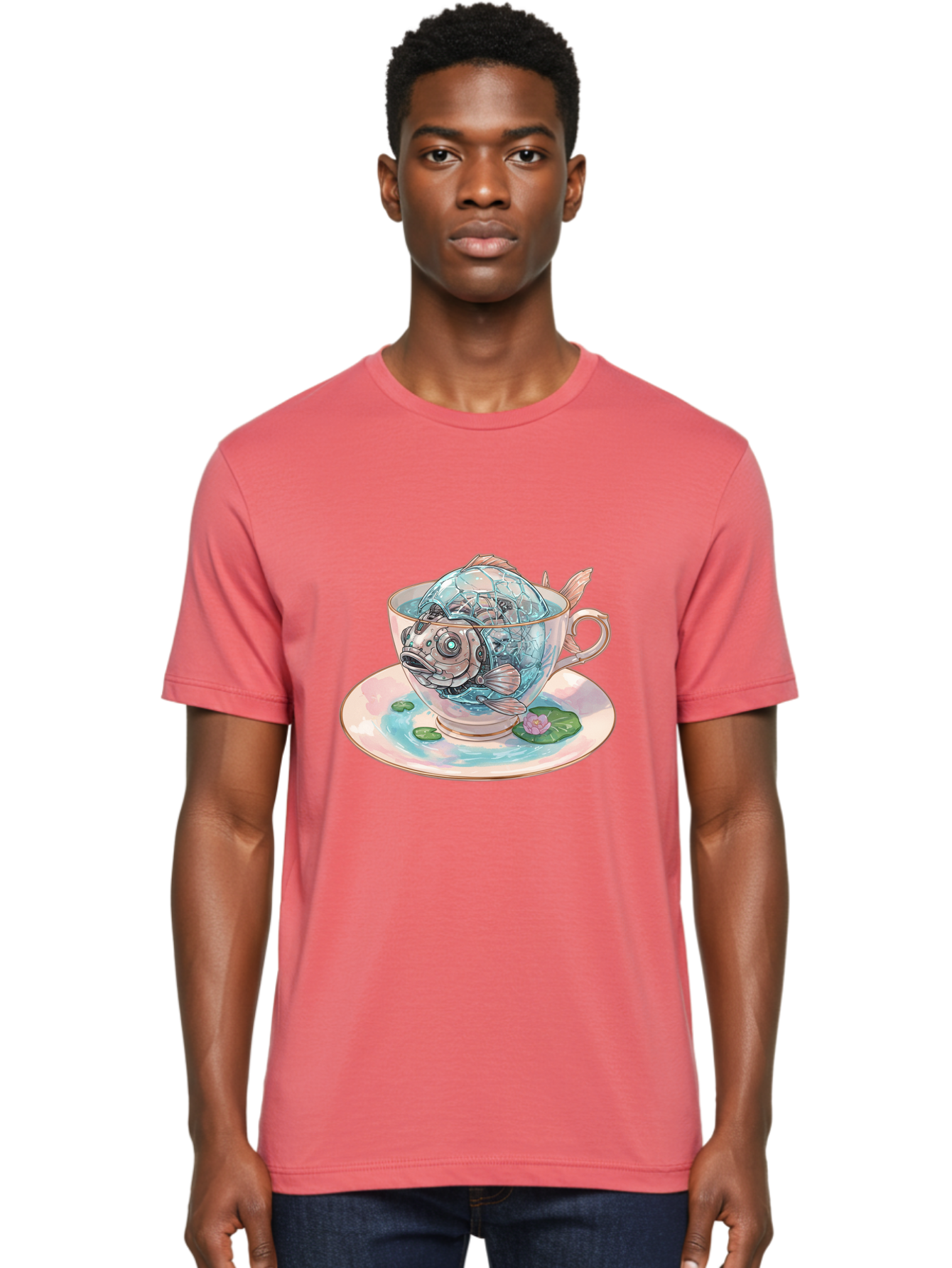 Fish-In-Teacup-4 Men'S Graphic Tee, 100% Cotton, Comfortable Casual Summer Wear, Machine Washable, Vintage Camera, Old Camera, Antique Camera, Black Camera, Classic Photography, Photography Equipment, Nostalgic Device, Film Camera, Camera Art Bak557