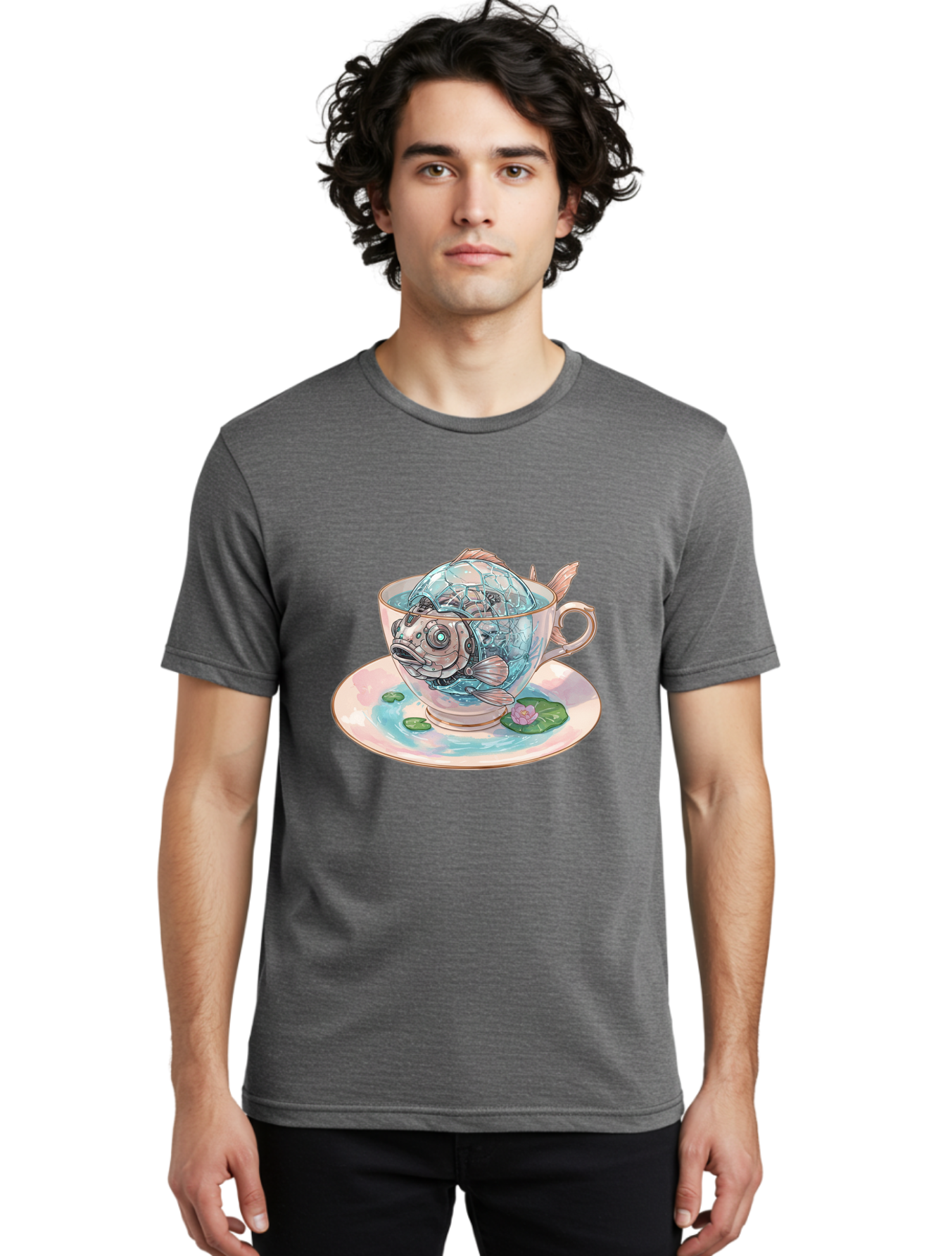 Fish-In-Teacup-4 Men'S Graphic Tee, 100% Cotton, Comfortable Casual Summer Wear, Machine Washable, Vintage Camera, Old Camera, Antique Camera, Black Camera, Classic Photography, Photography Equipment, Nostalgic Device, Film Camera, Camera Art Bak557