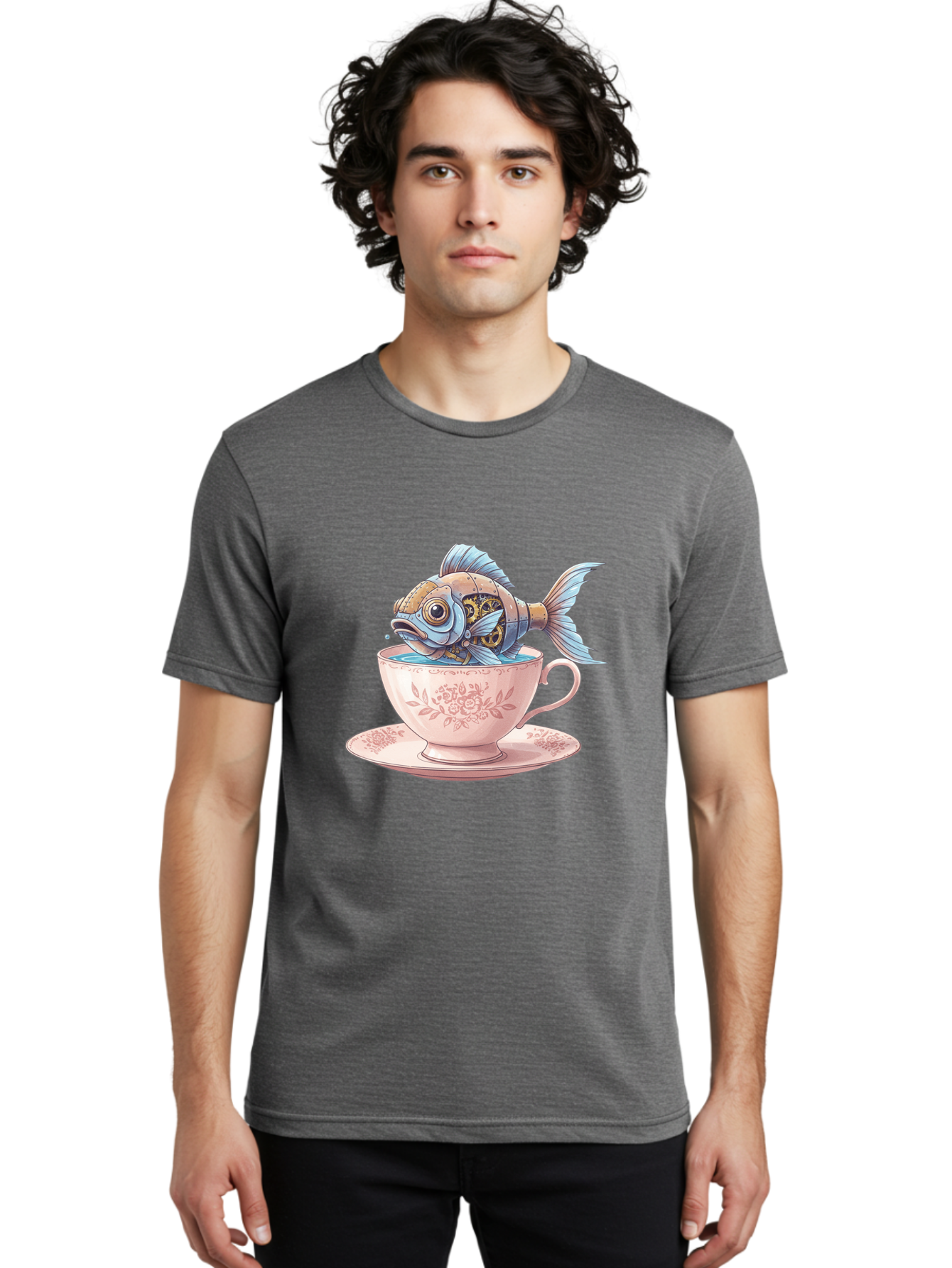 Fish-In-Teacup Men'S Graphic Tee, 100% Cotton, Comfortable Casual Summer Wear, Machine Washable, Vintage Camera, Old Camera, Antique Camera, Black Camera, Classic Photography, Photography Equipment, Nostalgic Device, Film Camera, Camera Art Bak558