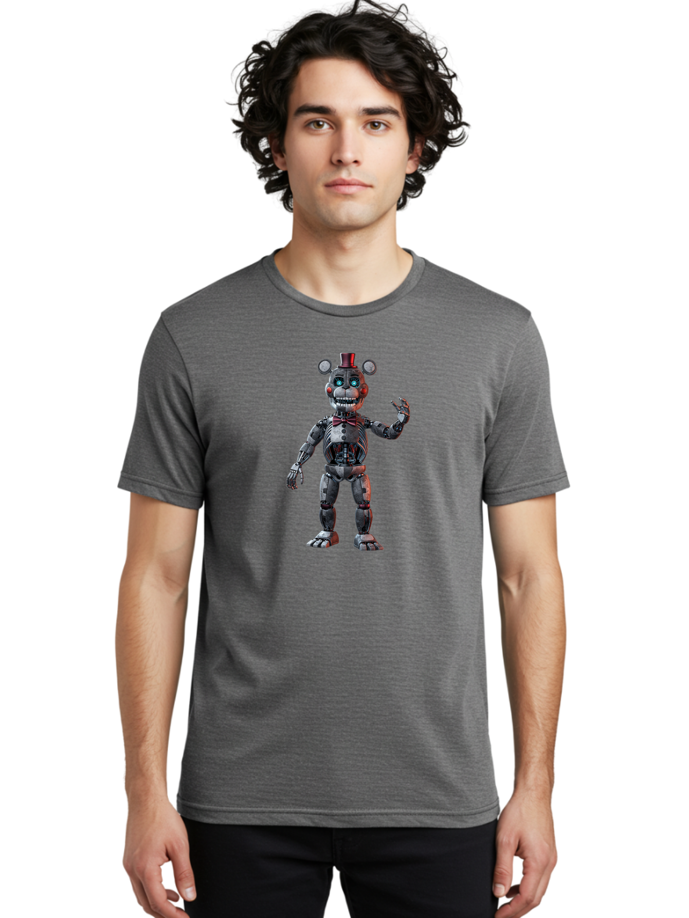 Five-Nights-At-Freddy-S-Endoskeleton Men'S Graphic Tee, 100% Cotton, Comfortable Casual Summer Wear, Machine Washable, Vintage Camera, Old Camera, Antique Camera, Black Camera, Classic Photography, Photography Equipment, Nostalgic Device, Bak564