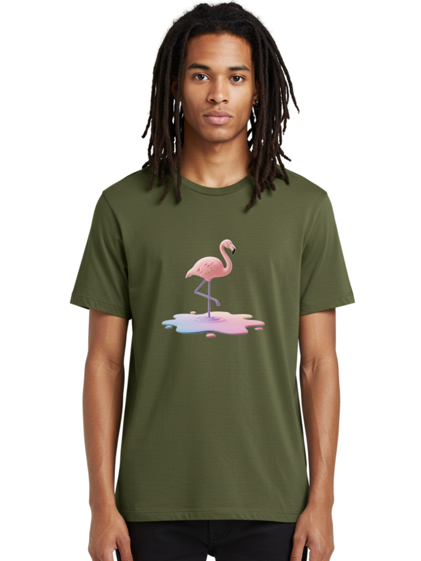 Flamingo-In-Paint Men'S Graphic Tee, 100% Cotton, Comfortable Casual Summer Wear, Machine Washable, Vintage Camera, Old Camera, Antique Camera, Black Camera, Classic Photography, Photography Equipment, Nostalgic Device, Film Camera, Camera Art Bak597