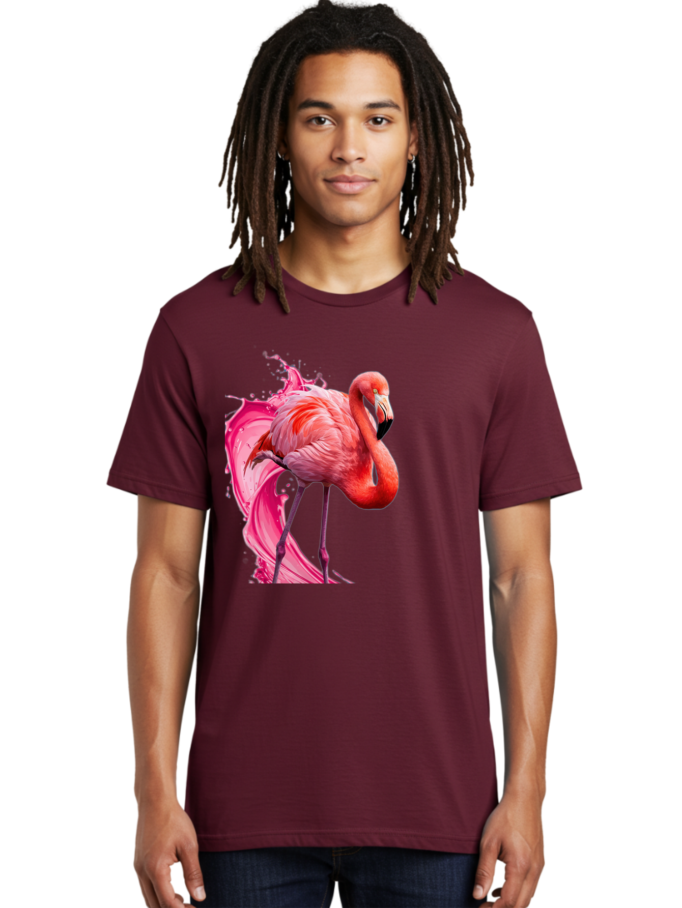 Flamingo-Splash-1 Men'S Graphic Tee, 100% Cotton, Comfortable Casual Summer Wear, Machine Washable, Vintage Camera, Old Camera, Antique Camera, Black Camera, Classic Photography, Photography Equipment, Nostalgic Device, Film Camera, Camera Art Bak598