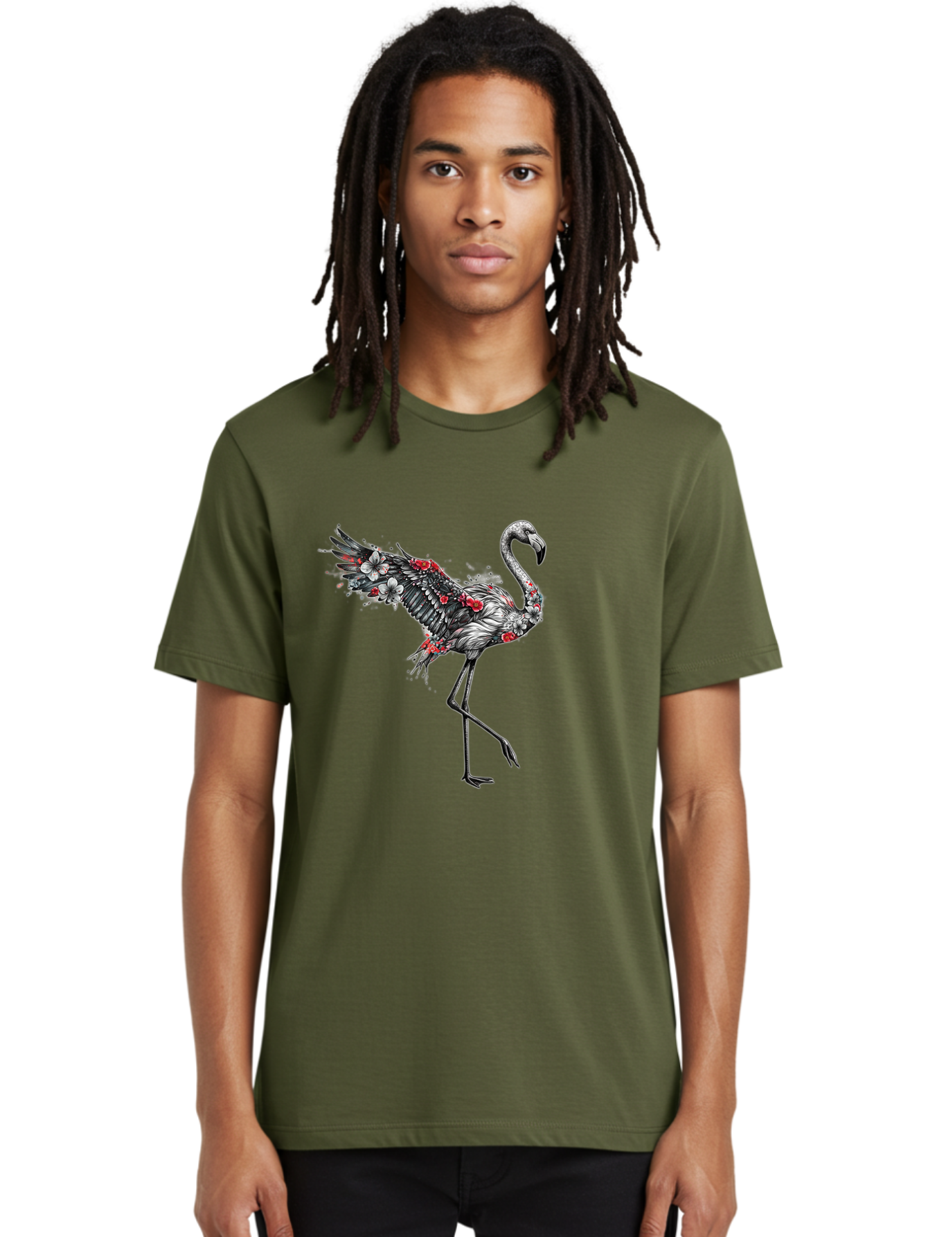 Flamingo-With-Flowers-2 Men'S Graphic Tee, 100% Cotton, Comfortable Casual Summer Wear, Machine Washable, Vintage Camera, Old Camera, Antique Camera, Black Camera, Classic Photography, Photography Equipment, Nostalgic Device, Film Camera, Bak601