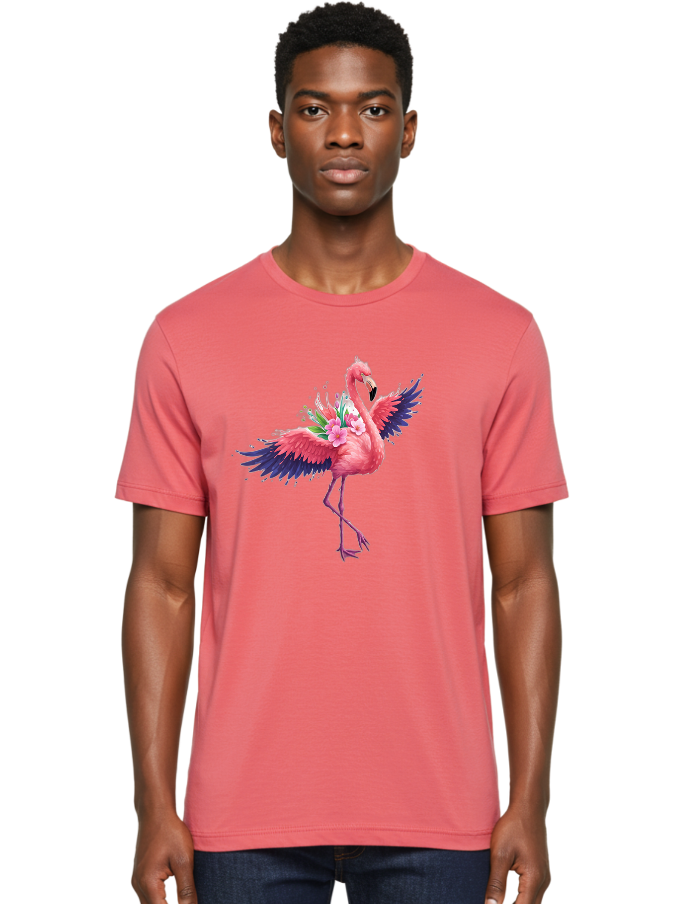 Flamingo-With-Flowers-3 Men'S Graphic Tee, 100% Cotton, Comfortable Casual Summer Wear, Machine Washable, Vintage Camera, Old Camera, Antique Camera, Black Camera, Classic Photography, Photography Equipment, Nostalgic Device, Film Camera, Bak602