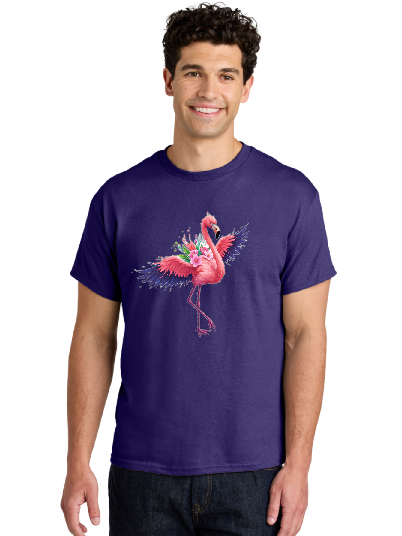 Flamingo-With-Flowers-3 Men'S Graphic Tee, 100% Cotton, Comfortable Casual Summer Wear, Machine Washable, Vintage Camera, Old Camera, Antique Camera, Black Camera, Classic Photography, Photography Equipment, Nostalgic Device, Film Camera, Bak602