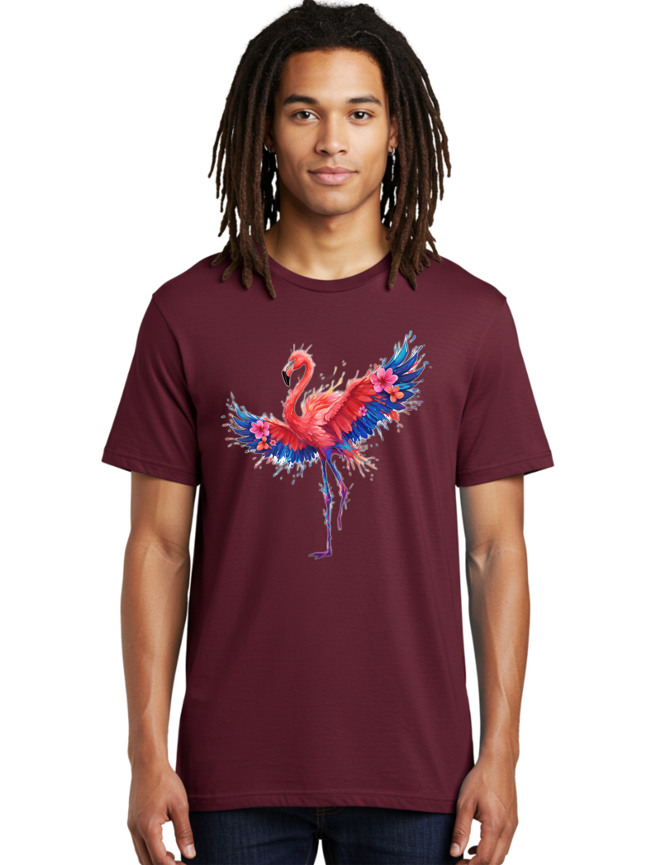 Flamingo-With-Flowers Men'S Graphic Tee, 100% Cotton, Comfortable Casual Summer Wear, Machine Washable, Vintage Camera, Old Camera, Antique Camera, Black Camera, Classic Photography, Photography Equipment, Nostalgic Device, Film Camera, Bak603