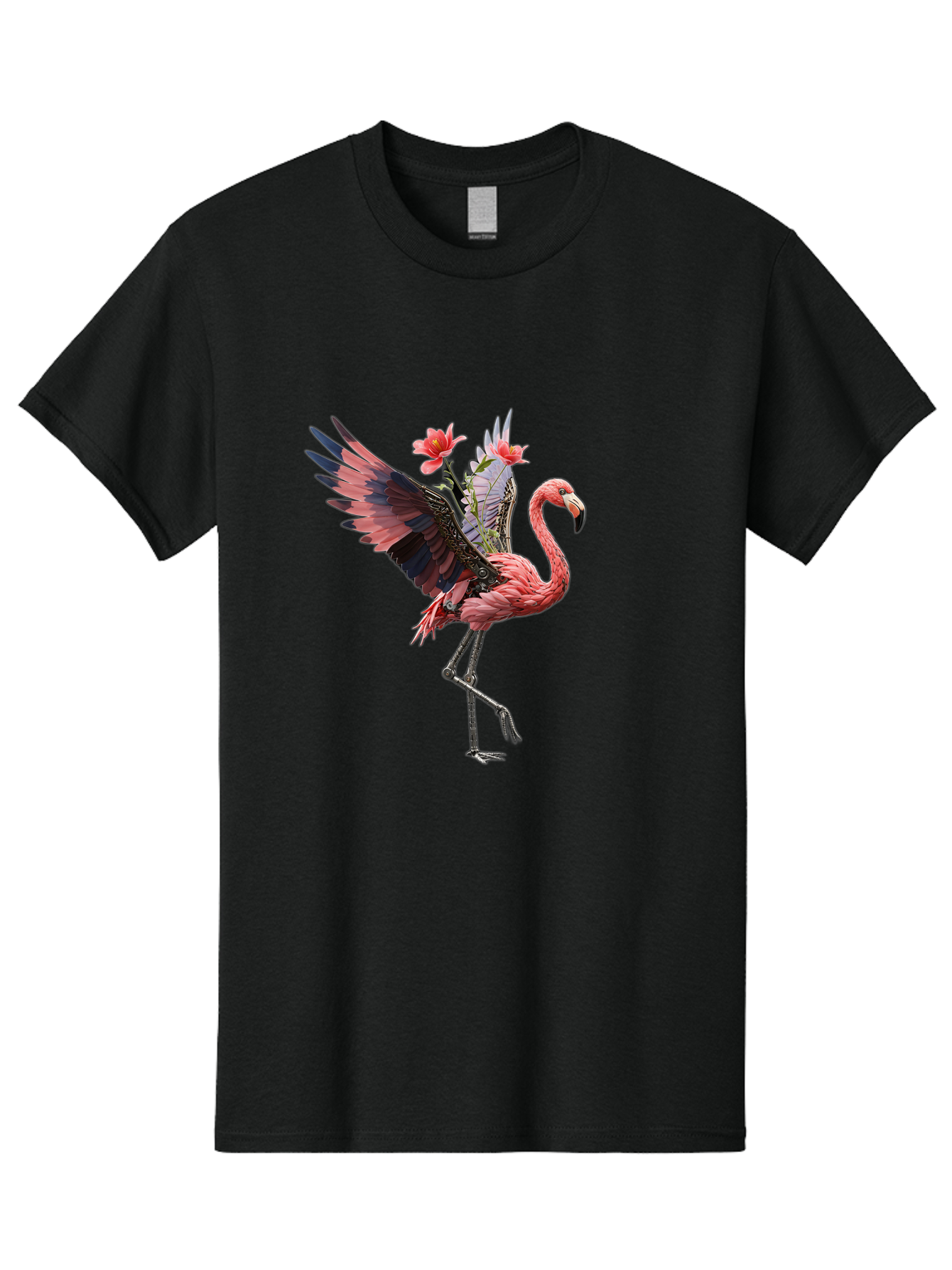Flamingo-With-Robot-Parts Men'S Graphic Tee, 100% Cotton, Comfortable Casual Summer Wear, Machine Washable, Vintage Camera, Old Camera, Antique Camera, Black Camera, Classic Photography, Photography Equipment, Nostalgic Device, Film Camera, Bak604