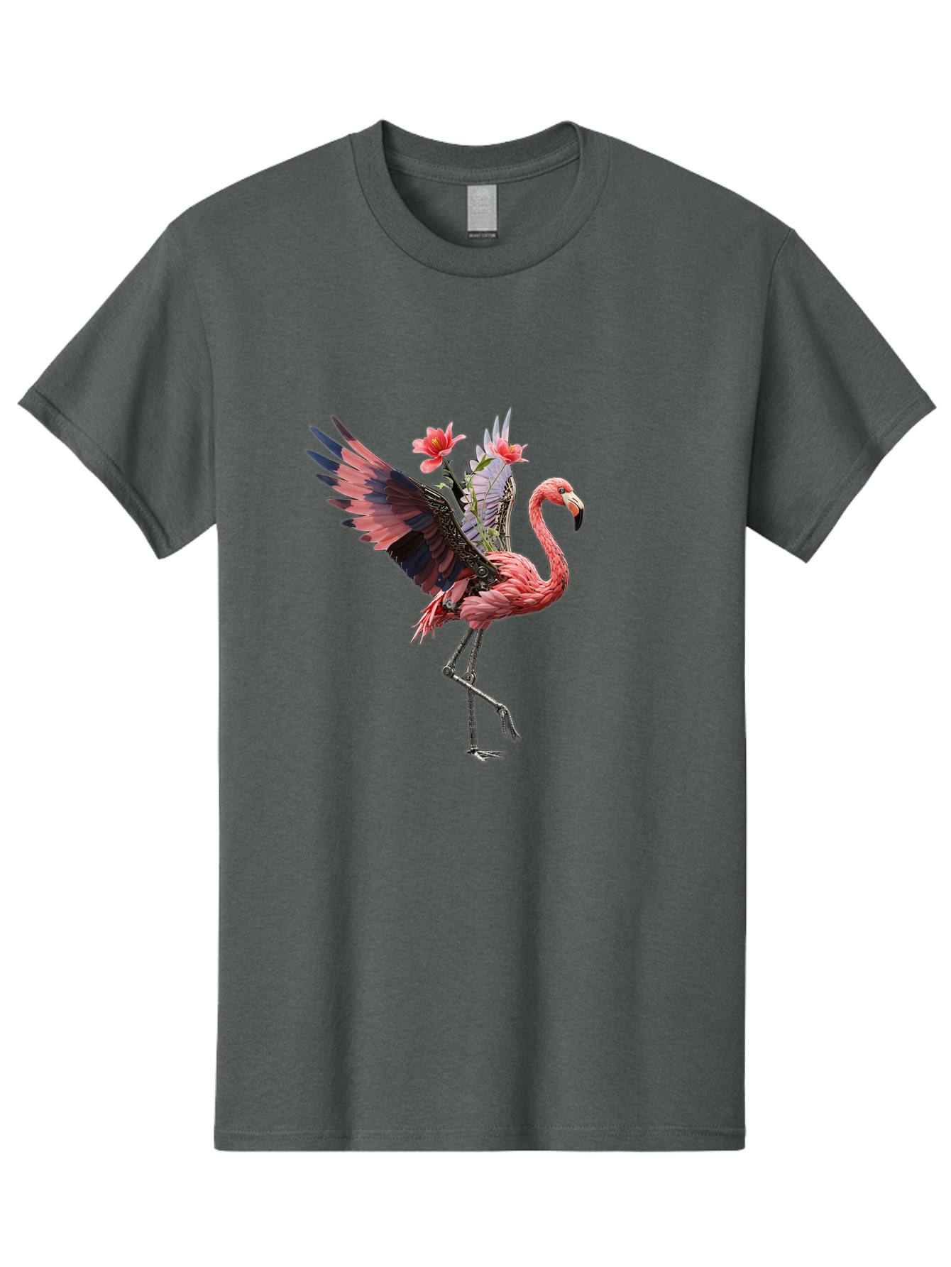 Flamingo-With-Robot-Parts Men'S Graphic Tee, 100% Cotton, Comfortable Casual Summer Wear, Machine Washable, Vintage Camera, Old Camera, Antique Camera, Black Camera, Classic Photography, Photography Equipment, Nostalgic Device, Film Camera, Bak604