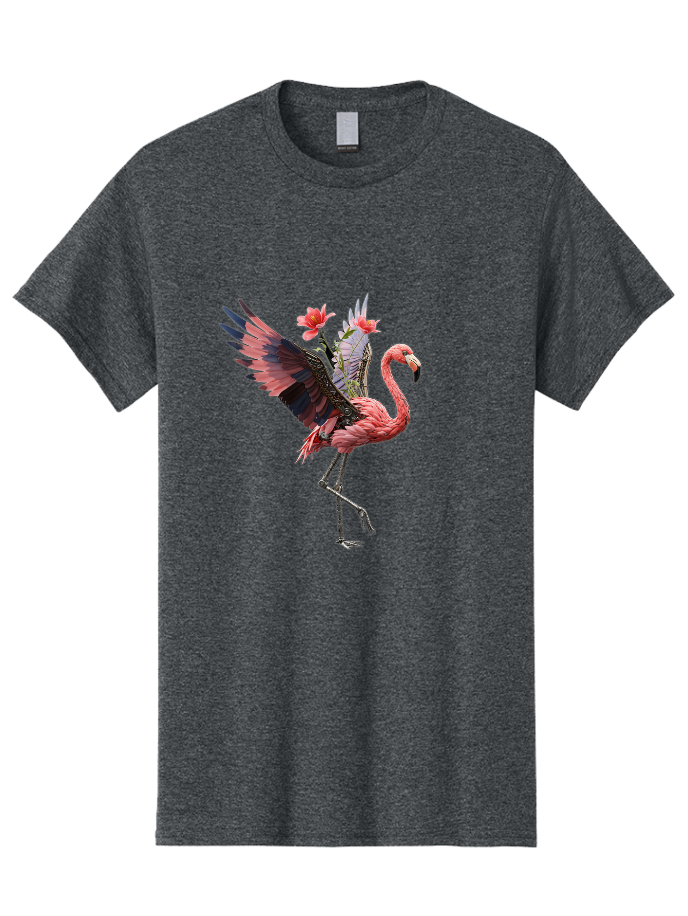 Flamingo-With-Robot-Parts Men'S Graphic Tee, 100% Cotton, Comfortable Casual Summer Wear, Machine Washable, Vintage Camera, Old Camera, Antique Camera, Black Camera, Classic Photography, Photography Equipment, Nostalgic Device, Film Camera, Bak604