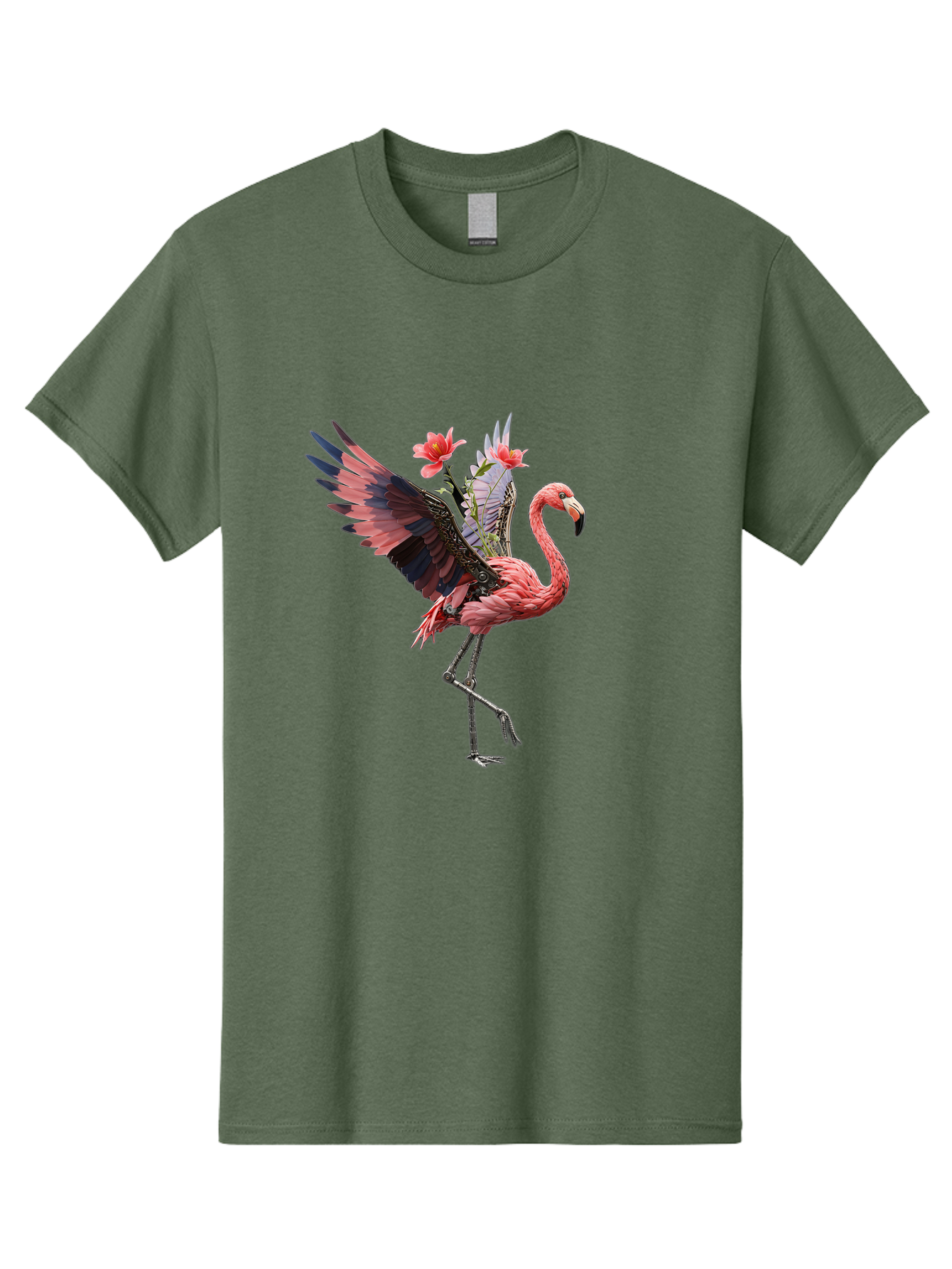 Flamingo-With-Robot-Parts Men'S Graphic Tee, 100% Cotton, Comfortable Casual Summer Wear, Machine Washable, Vintage Camera, Old Camera, Antique Camera, Black Camera, Classic Photography, Photography Equipment, Nostalgic Device, Film Camera, Bak604