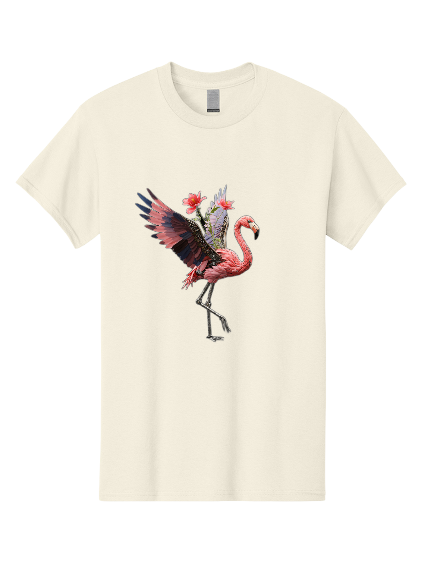 Flamingo-With-Robot-Parts Men'S Graphic Tee, 100% Cotton, Comfortable Casual Summer Wear, Machine Washable, Vintage Camera, Old Camera, Antique Camera, Black Camera, Classic Photography, Photography Equipment, Nostalgic Device, Film Camera, Bak604