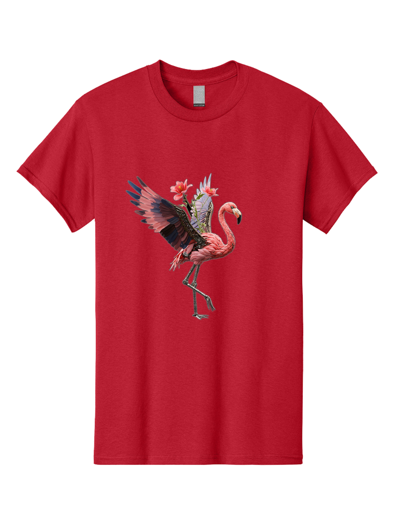 Flamingo-With-Robot-Parts Men'S Graphic Tee, 100% Cotton, Comfortable Casual Summer Wear, Machine Washable, Vintage Camera, Old Camera, Antique Camera, Black Camera, Classic Photography, Photography Equipment, Nostalgic Device, Film Camera, Bak604