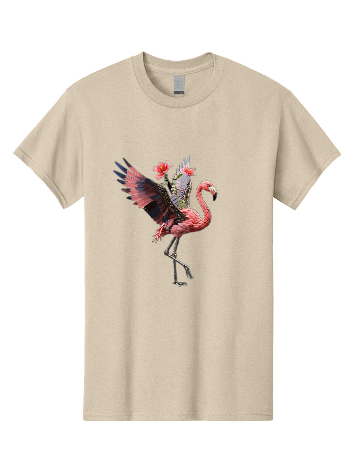 Flamingo-With-Robot-Parts Men'S Graphic Tee, 100% Cotton, Comfortable Casual Summer Wear, Machine Washable, Vintage Camera, Old Camera, Antique Camera, Black Camera, Classic Photography, Photography Equipment, Nostalgic Device, Film Camera, Bak604