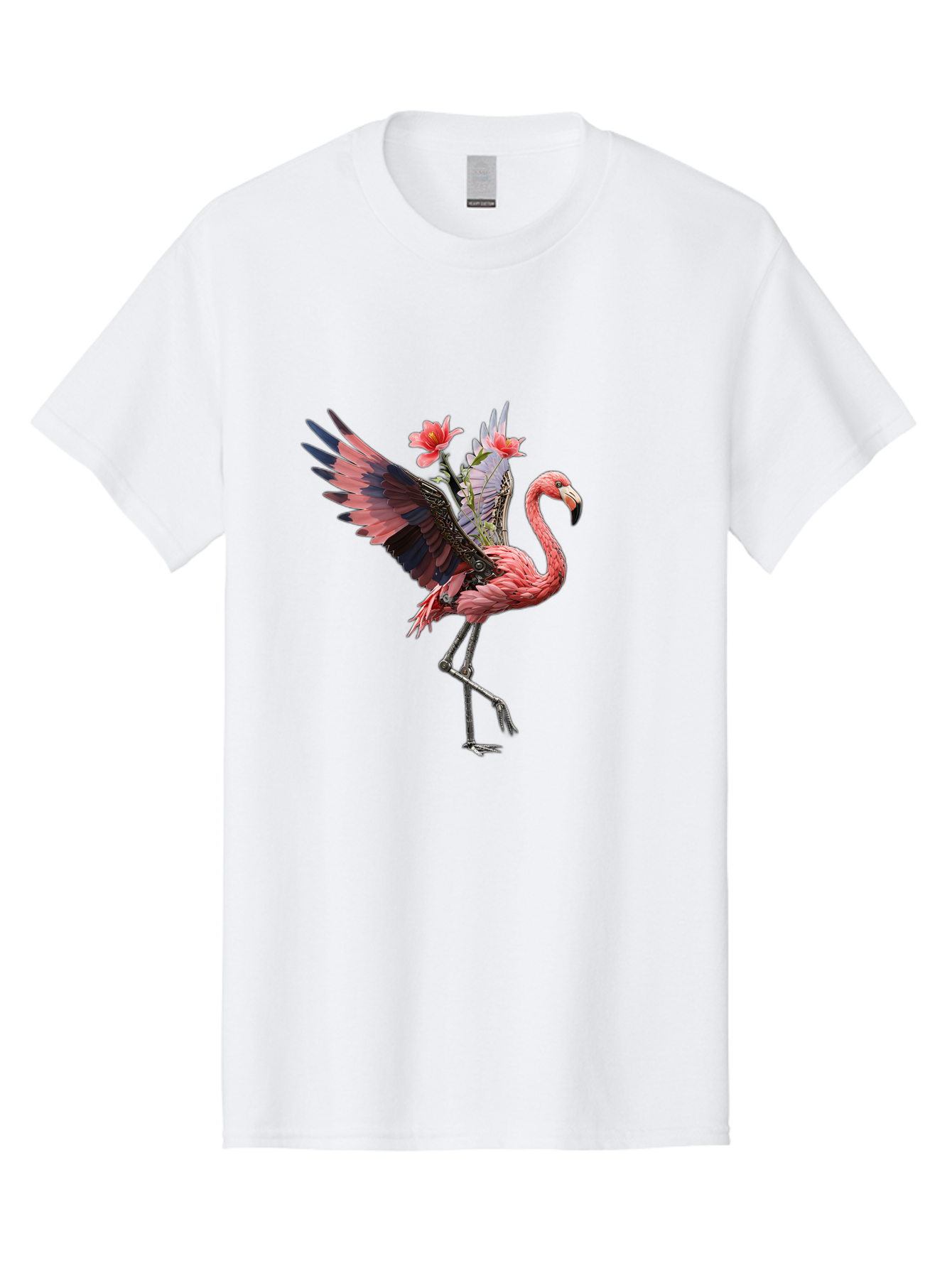 Flamingo-With-Robot-Parts Men'S Graphic Tee, 100% Cotton, Comfortable Casual Summer Wear, Machine Washable, Vintage Camera, Old Camera, Antique Camera, Black Camera, Classic Photography, Photography Equipment, Nostalgic Device, Film Camera, Bak604