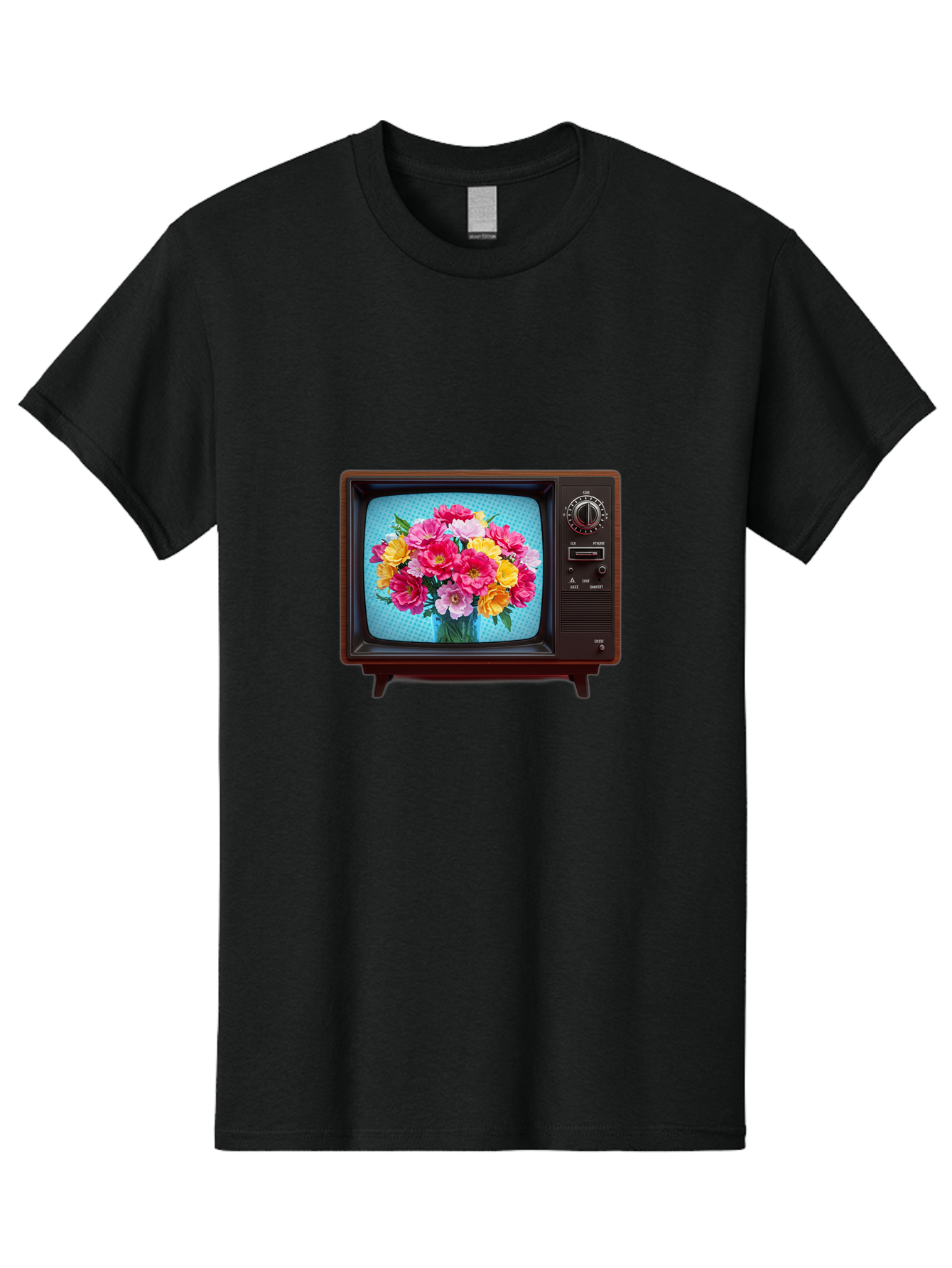 Floral-Bouquet-Tv Men'S Graphic Tee, 100% Cotton, Comfortable Casual Summer Wear, Machine Washable, Vintage Camera, Old Camera, Antique Camera, Black Camera, Classic Photography, Photography Equipment, Nostalgic Device, Film Camera, Camera Art Bak607
