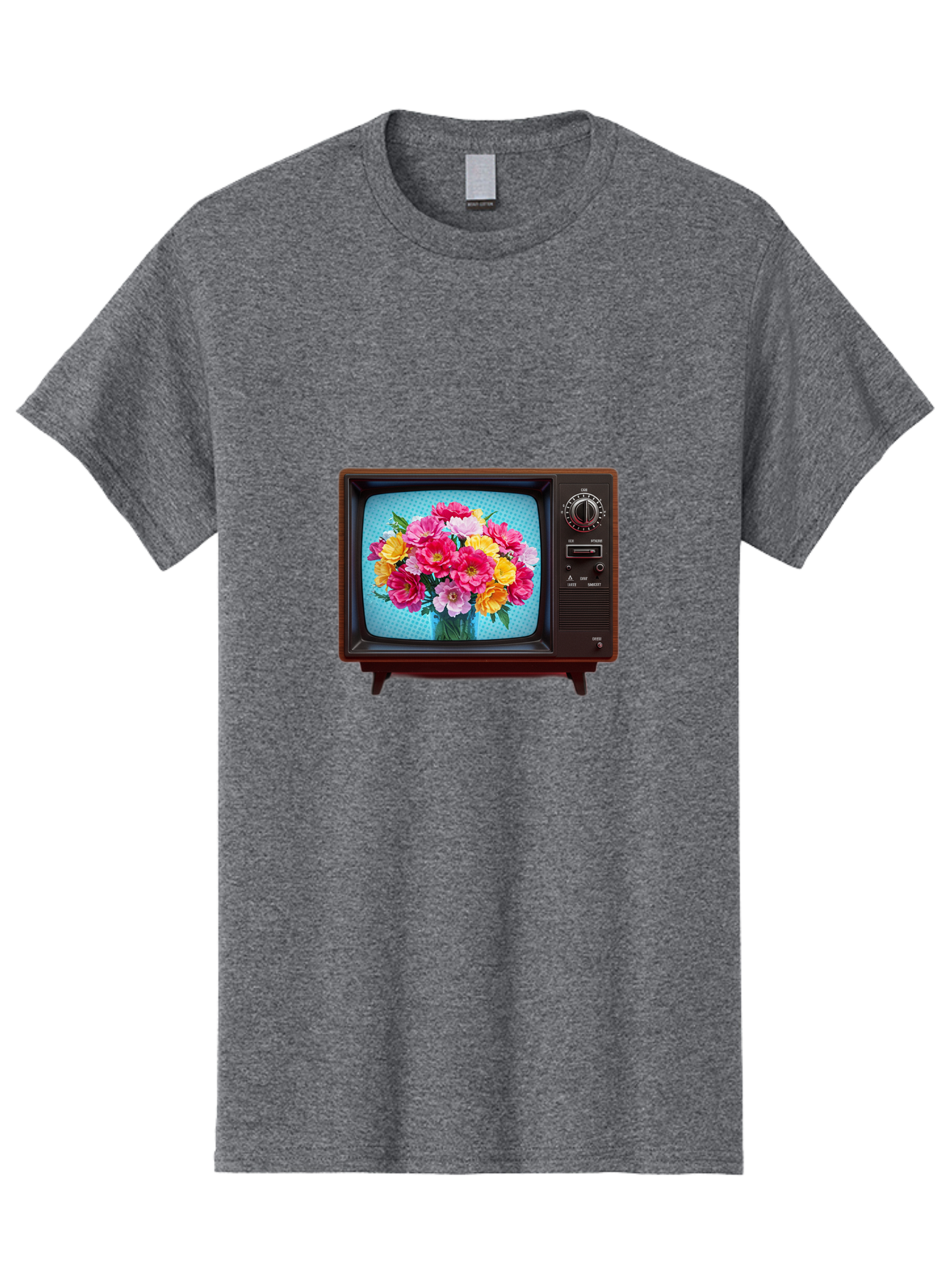 Floral-Bouquet-Tv Men'S Graphic Tee, 100% Cotton, Comfortable Casual Summer Wear, Machine Washable, Vintage Camera, Old Camera, Antique Camera, Black Camera, Classic Photography, Photography Equipment, Nostalgic Device, Film Camera, Camera Art Bak607