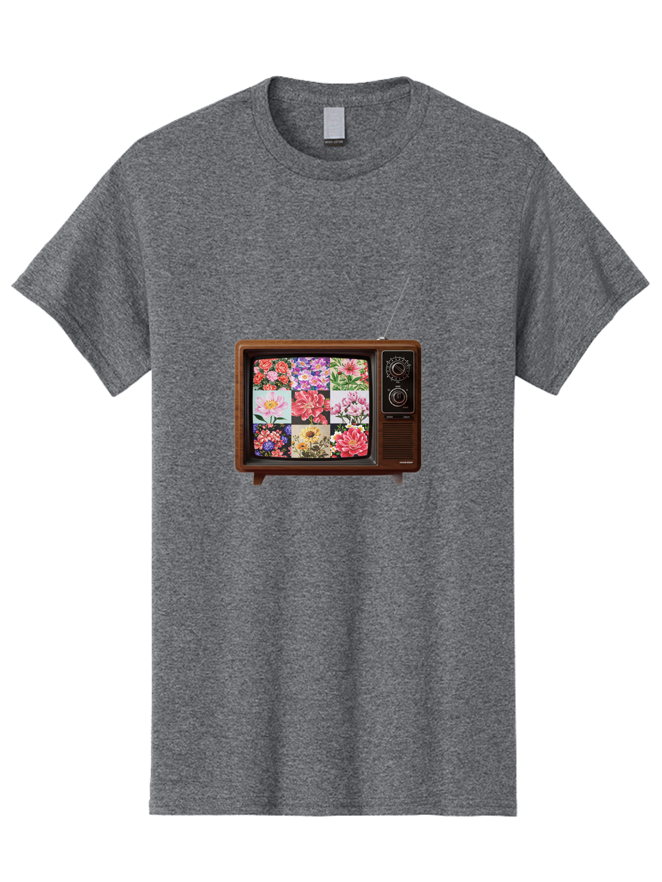 Flower-Collage-Tv Men'S Graphic Tee, 100% Cotton, Comfortable Casual Summer Wear, Machine Washable, Vintage Camera, Old Camera, Antique Camera, Black Camera, Classic Photography, Photography Equipment, Nostalgic Device, Film Camera, Camera Art Bak612