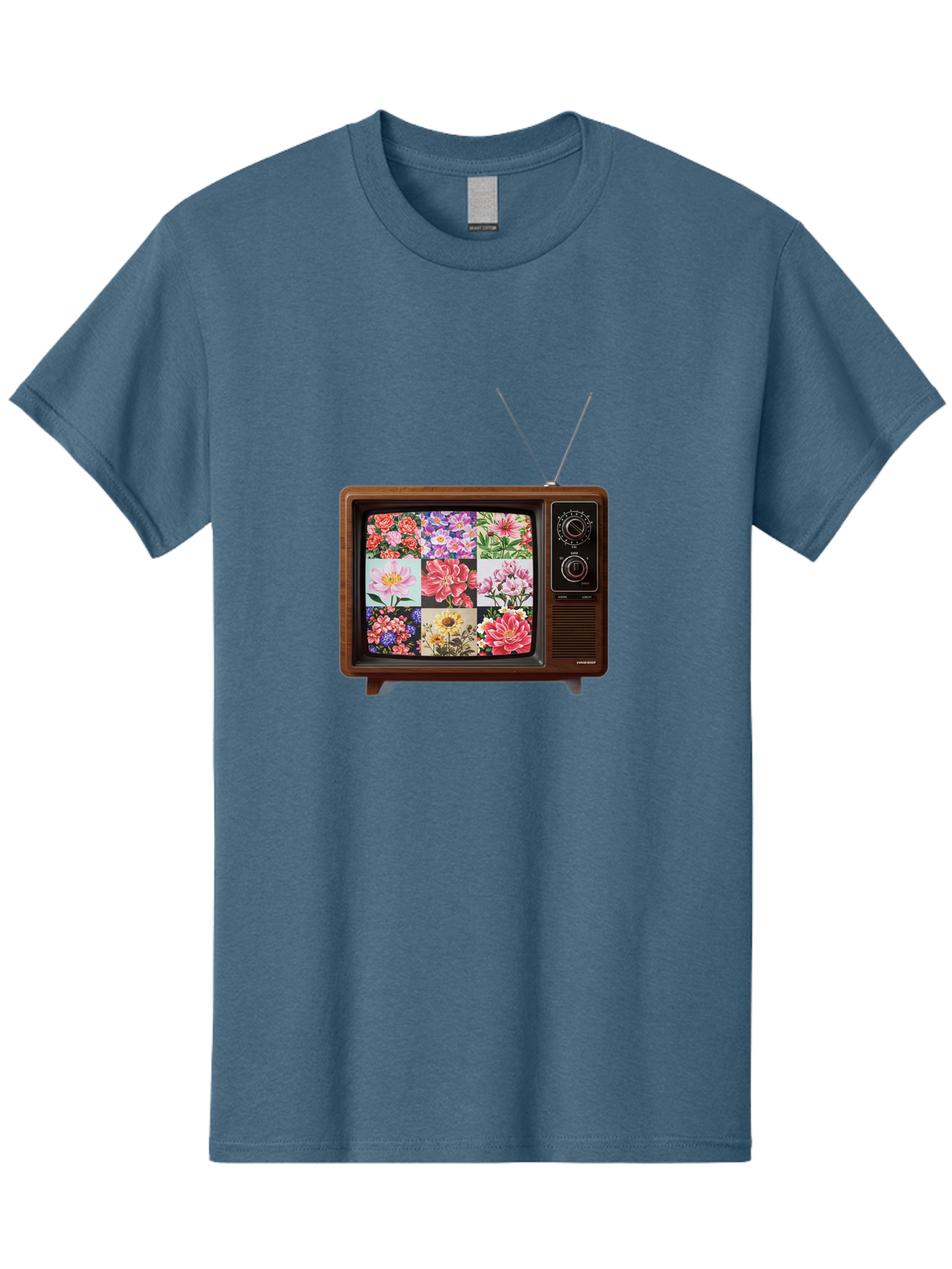 Flower-Collage-Tv Men'S Graphic Tee, 100% Cotton, Comfortable Casual Summer Wear, Machine Washable, Vintage Camera, Old Camera, Antique Camera, Black Camera, Classic Photography, Photography Equipment, Nostalgic Device, Film Camera, Camera Art Bak612