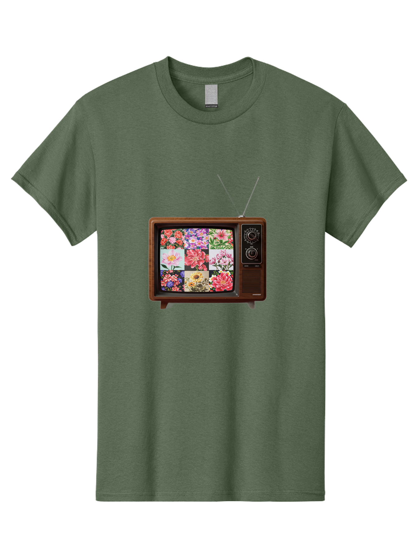 Flower-Collage-Tv Men'S Graphic Tee, 100% Cotton, Comfortable Casual Summer Wear, Machine Washable, Vintage Camera, Old Camera, Antique Camera, Black Camera, Classic Photography, Photography Equipment, Nostalgic Device, Film Camera, Camera Art Bak612