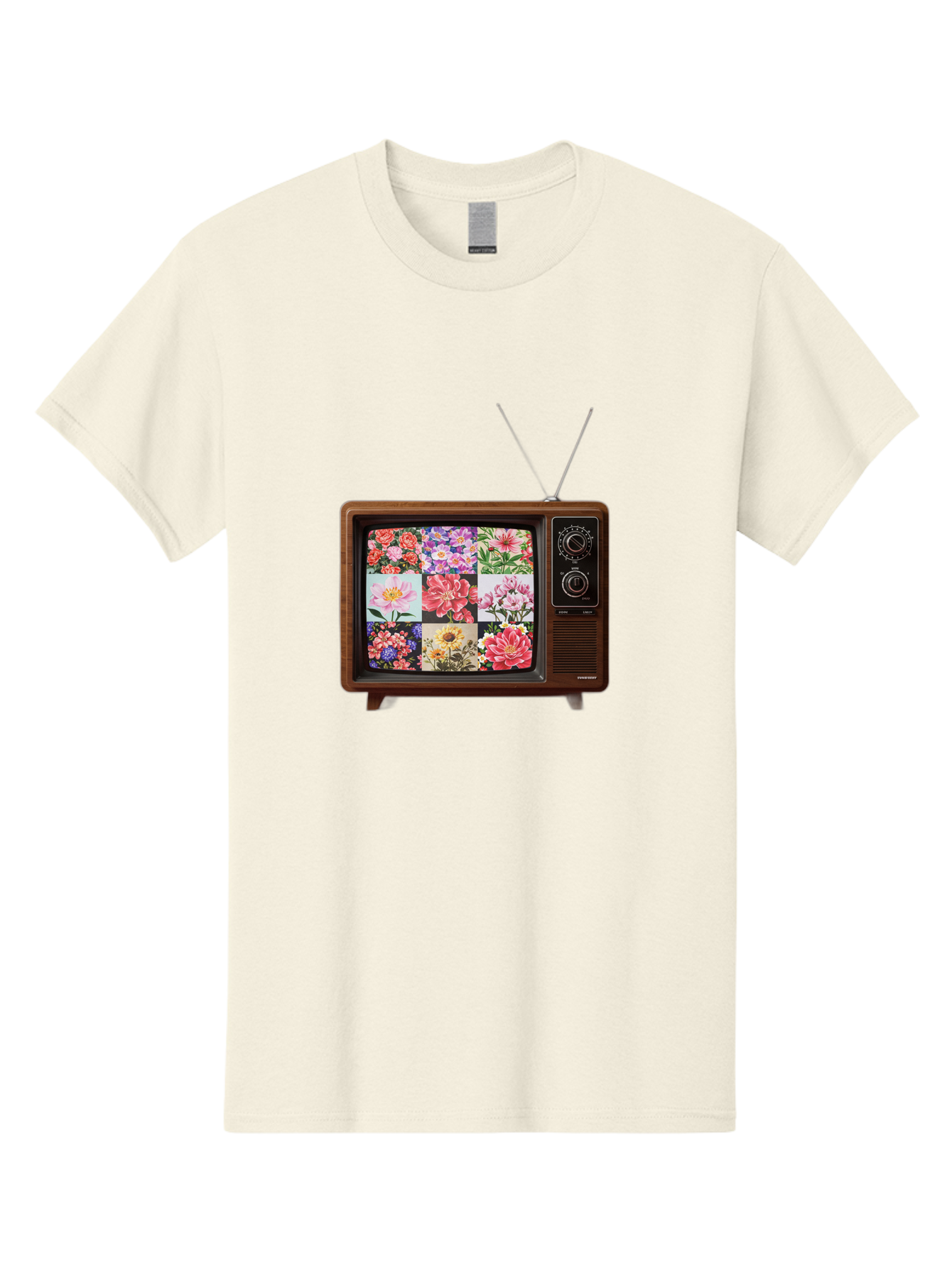 Flower-Collage-Tv Men'S Graphic Tee, 100% Cotton, Comfortable Casual Summer Wear, Machine Washable, Vintage Camera, Old Camera, Antique Camera, Black Camera, Classic Photography, Photography Equipment, Nostalgic Device, Film Camera, Camera Art Bak612
