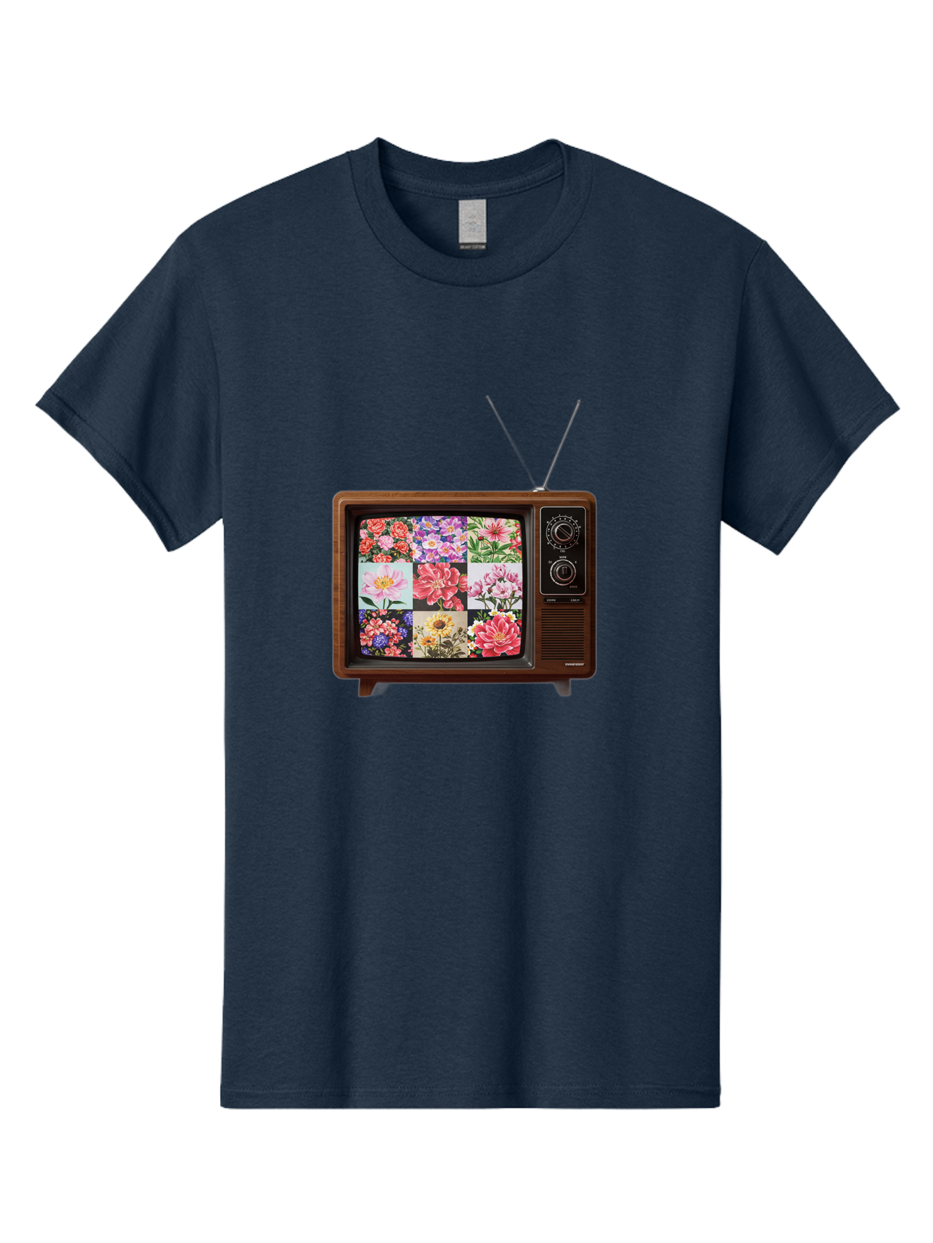 Flower-Collage-Tv Men'S Graphic Tee, 100% Cotton, Comfortable Casual Summer Wear, Machine Washable, Vintage Camera, Old Camera, Antique Camera, Black Camera, Classic Photography, Photography Equipment, Nostalgic Device, Film Camera, Camera Art Bak612
