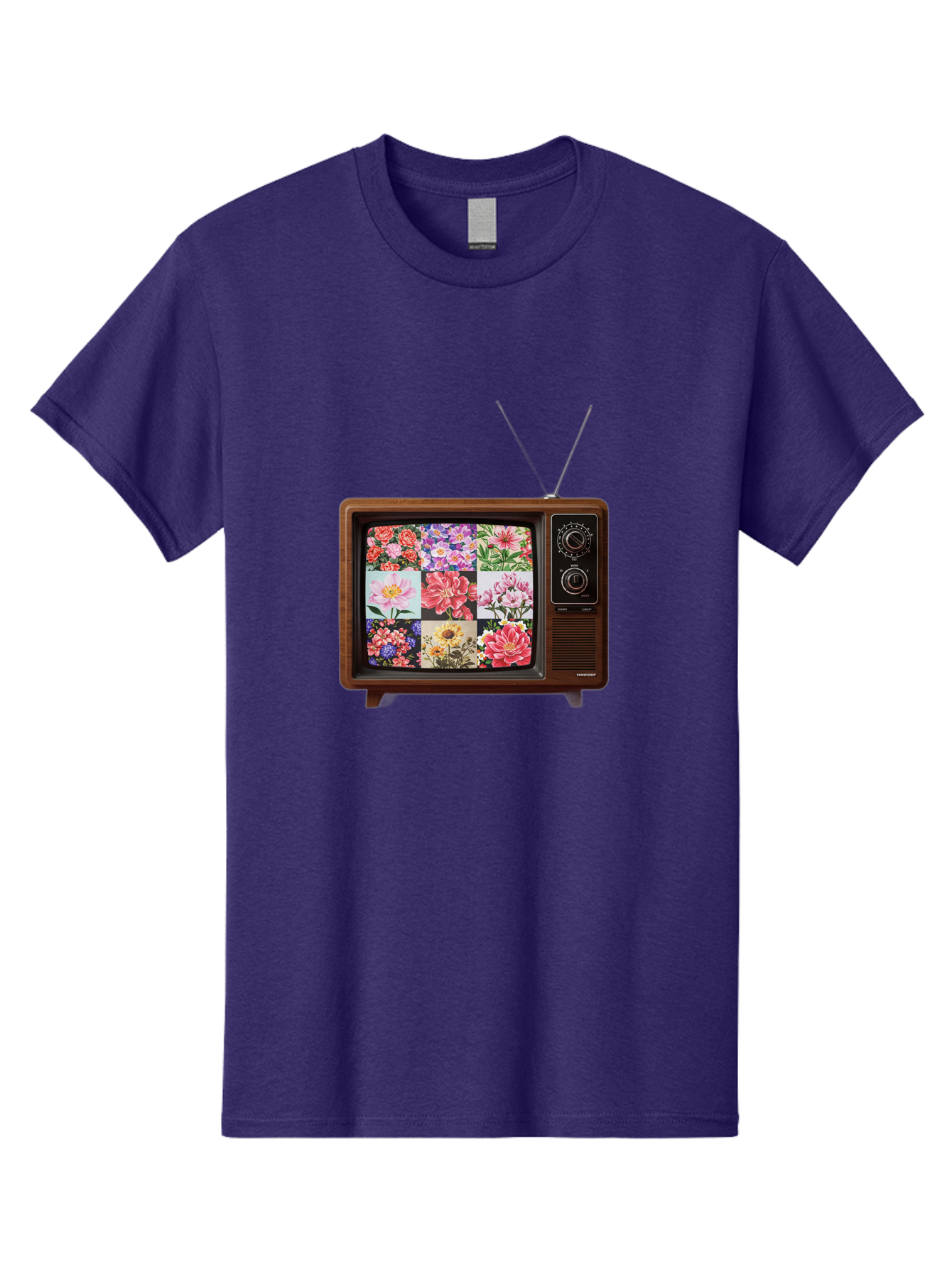 Flower-Collage-Tv Men'S Graphic Tee, 100% Cotton, Comfortable Casual Summer Wear, Machine Washable, Vintage Camera, Old Camera, Antique Camera, Black Camera, Classic Photography, Photography Equipment, Nostalgic Device, Film Camera, Camera Art Bak612