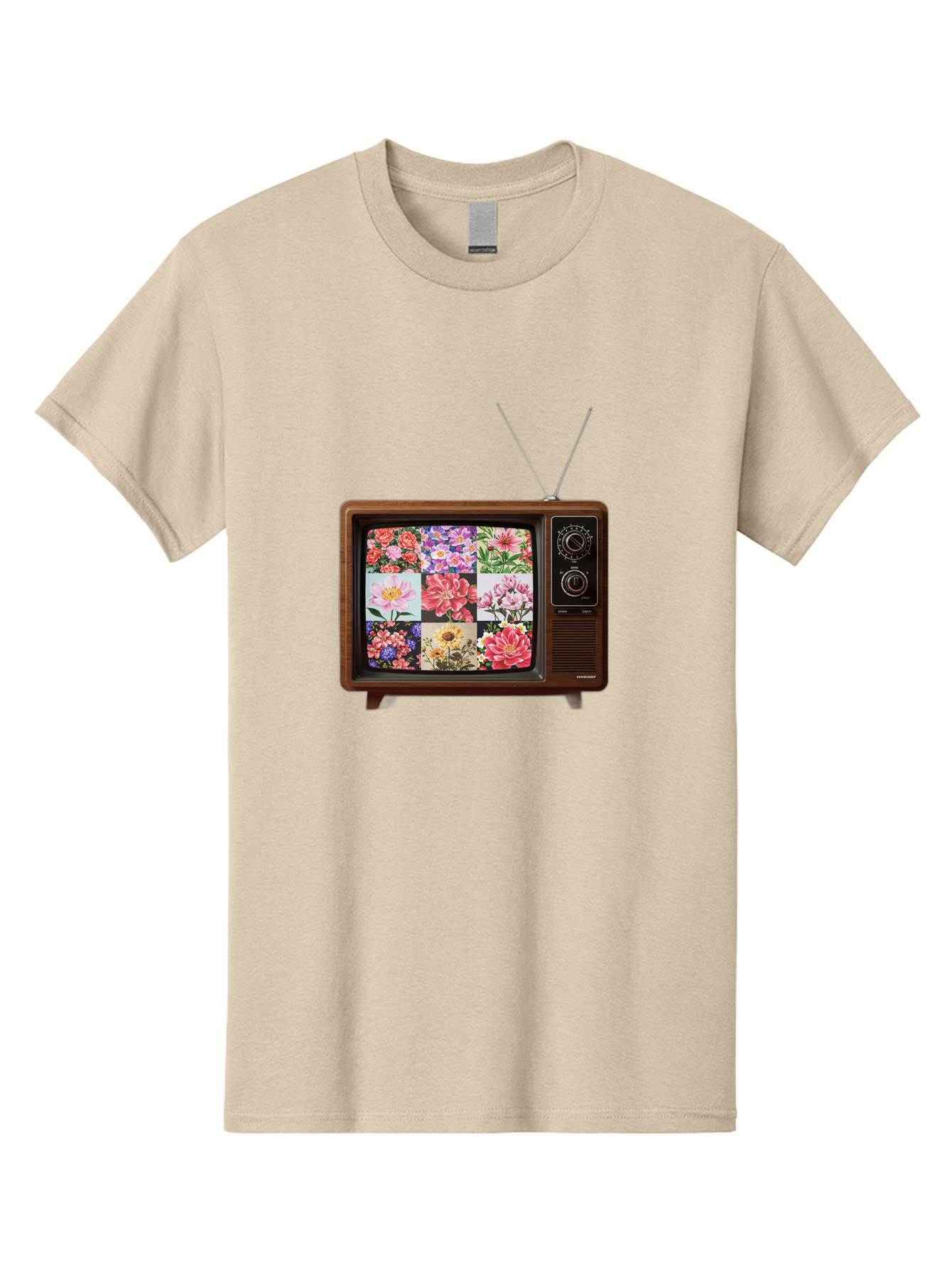 Flower-Collage-Tv Men'S Graphic Tee, 100% Cotton, Comfortable Casual Summer Wear, Machine Washable, Vintage Camera, Old Camera, Antique Camera, Black Camera, Classic Photography, Photography Equipment, Nostalgic Device, Film Camera, Camera Art Bak612