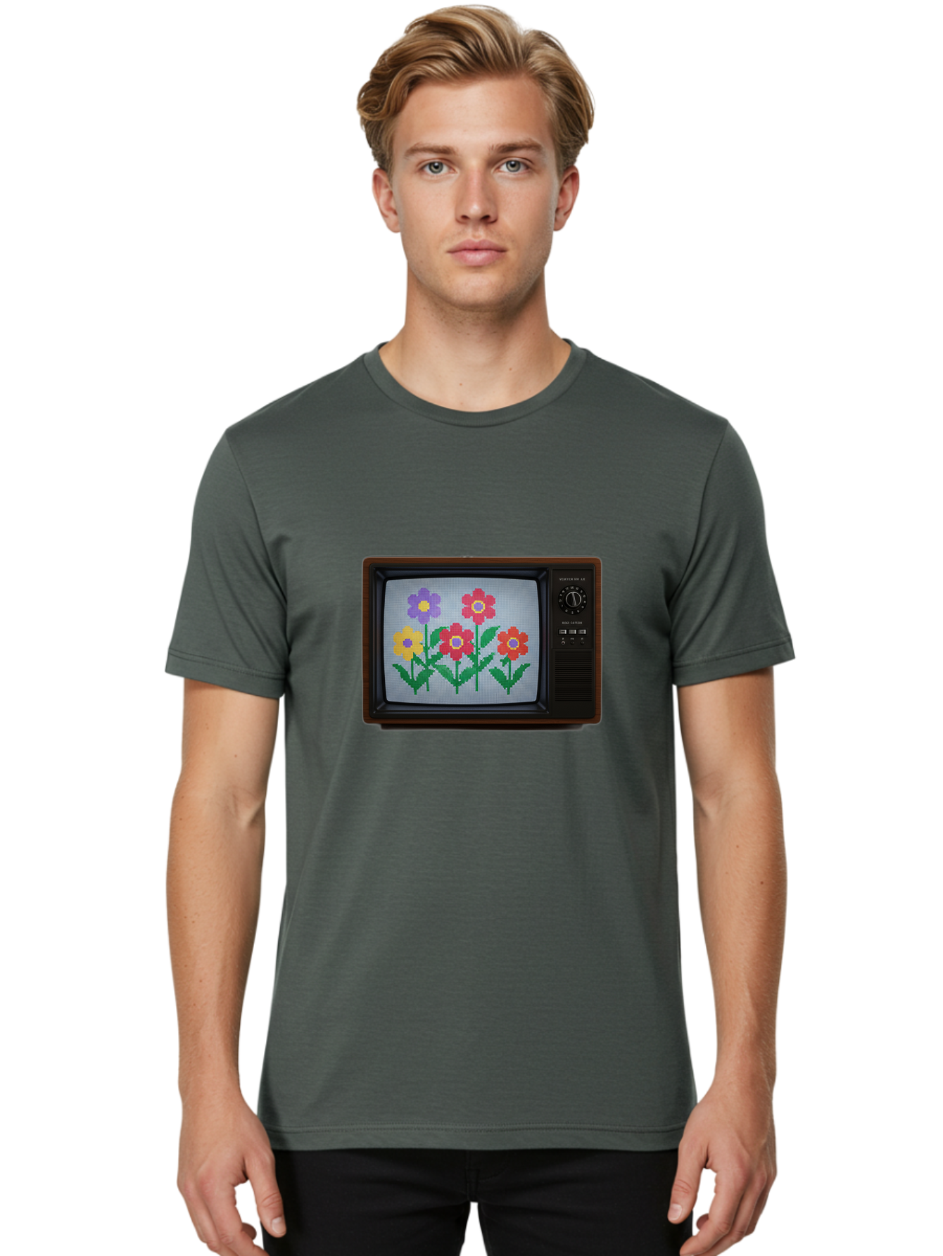 Flowers-Tv Men'S Graphic Tee, 100% Cotton, Comfortable Casual Summer Wear, Machine Washable, Vintage Camera, Old Camera, Antique Camera, Black Camera, Classic Photography, Photography Equipment, Nostalgic Device, Film Camera, Camera Art Bak613