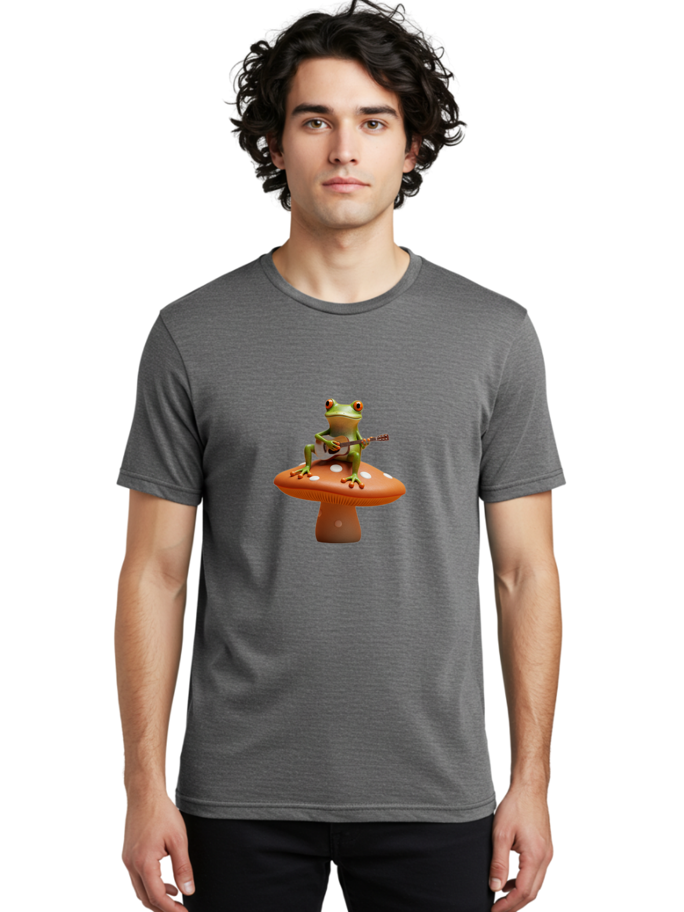 Frog-On-Mushroom-With-Guitar Men'S Graphic Tee, 100% Cotton, Comfortable Casual Summer Wear, Machine Washable, Vintage Camera, Old Camera, Antique Camera, Black Camera, Classic Photography, Photography Equipment, Nostalgic Device, Film Camera, Bak635