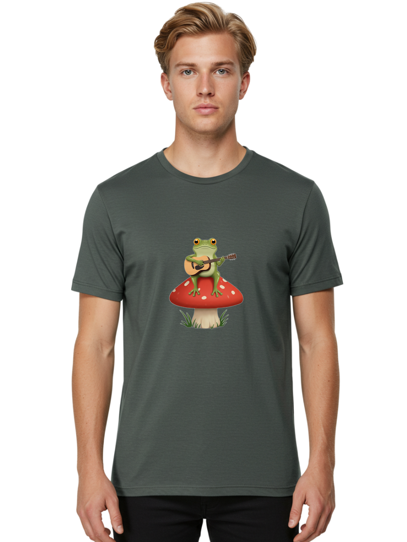 Frog-Playing-Guitar Men'S Graphic Tee, 100% Cotton, Comfortable Casual Summer Wear, Machine Washable, Vintage Camera, Old Camera, Antique Camera, Black Camera, Classic Photography, Photography Equipment, Nostalgic Device, Film Camera, Bak639
