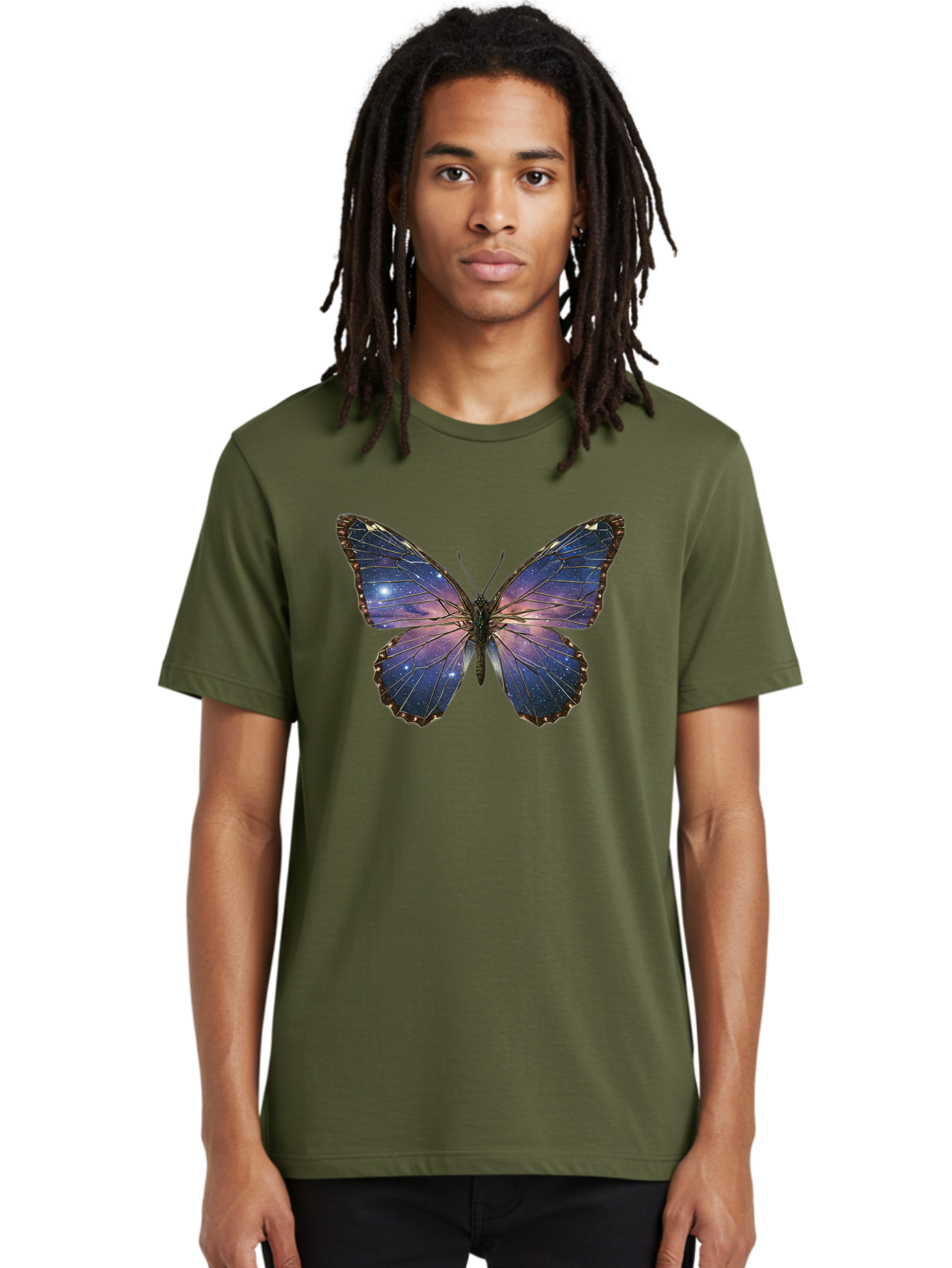 Galaxy-Butterfly Men'S Graphic Tee, 100% Cotton, Comfortable Casual Summer Wear, Machine Washable, Vintage Camera, Old Camera, Antique Camera, Black Camera, Classic Photography, Photography Equipment, Nostalgic Device, Film Camera, Camera Art Bak645