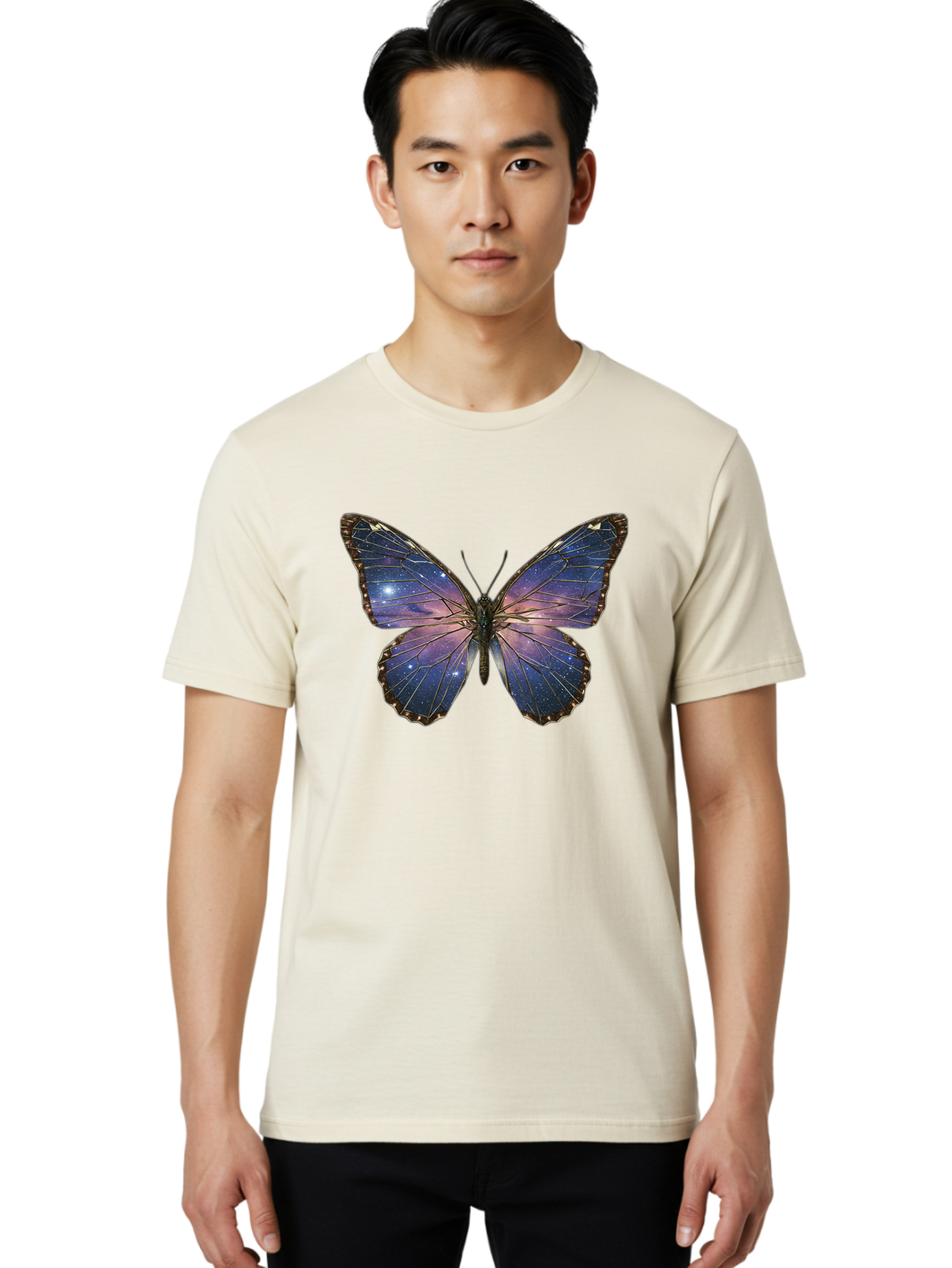 Galaxy-Butterfly Men'S Graphic Tee, 100% Cotton, Comfortable Casual Summer Wear, Machine Washable, Vintage Camera, Old Camera, Antique Camera, Black Camera, Classic Photography, Photography Equipment, Nostalgic Device, Film Camera, Camera Art Bak645