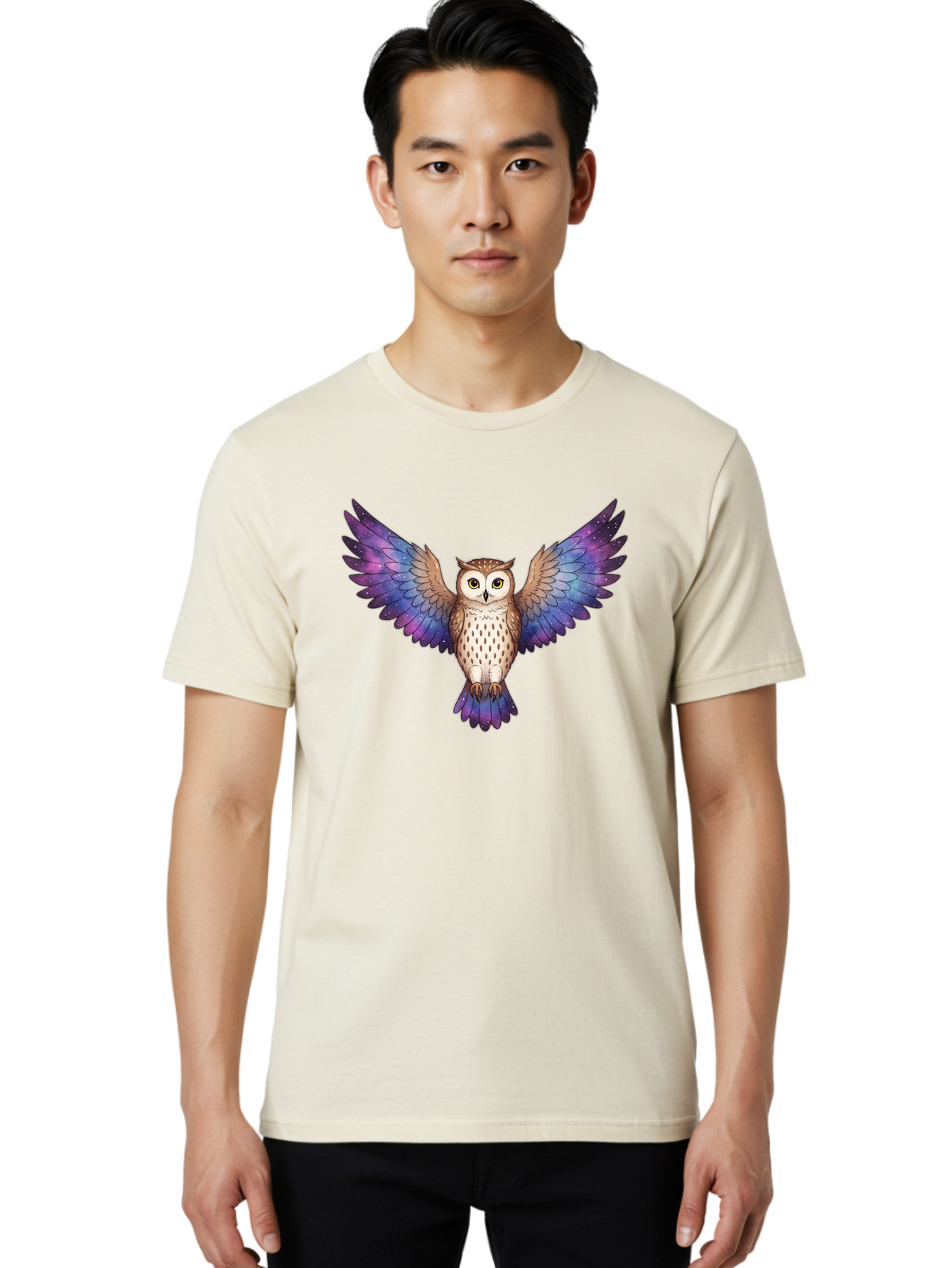Galaxy-Owl-1 Men'S Graphic Tee, 100% Cotton, Comfortable Casual Summer Wear, Machine Washable, Vintage Camera, Old Camera, Antique Camera, Black Camera, Classic Photography, Photography Equipment, Nostalgic Device, Film Camera, Camera Art Bak653