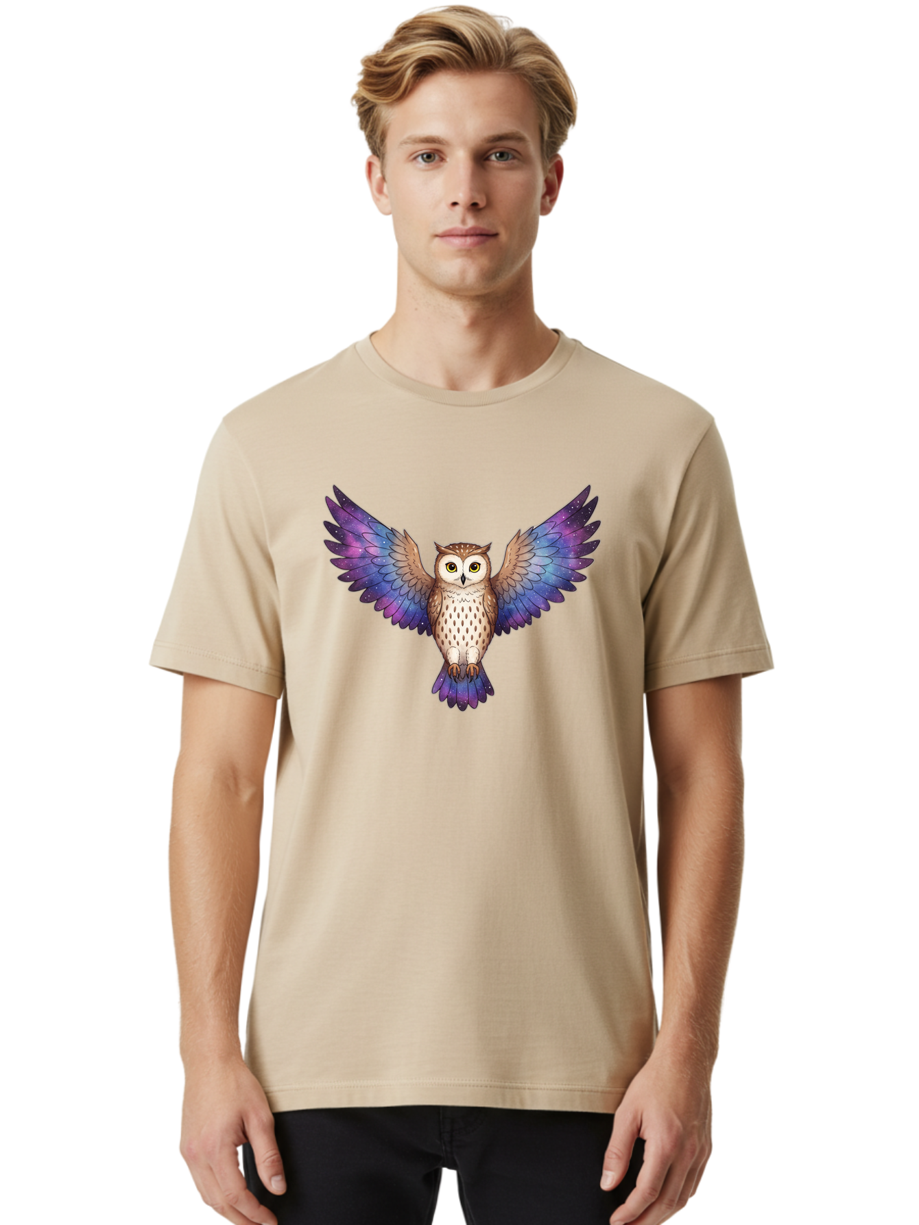 Galaxy-Owl-1 Men'S Graphic Tee, 100% Cotton, Comfortable Casual Summer Wear, Machine Washable, Vintage Camera, Old Camera, Antique Camera, Black Camera, Classic Photography, Photography Equipment, Nostalgic Device, Film Camera, Camera Art Bak653