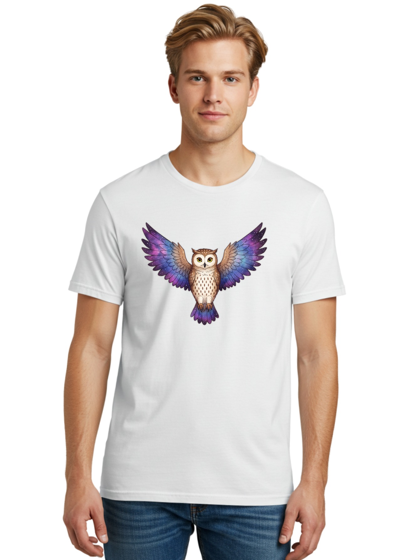 Galaxy-Owl-1 Men'S Graphic Tee, 100% Cotton, Comfortable Casual Summer Wear, Machine Washable, Vintage Camera, Old Camera, Antique Camera, Black Camera, Classic Photography, Photography Equipment, Nostalgic Device, Film Camera, Camera Art Bak653