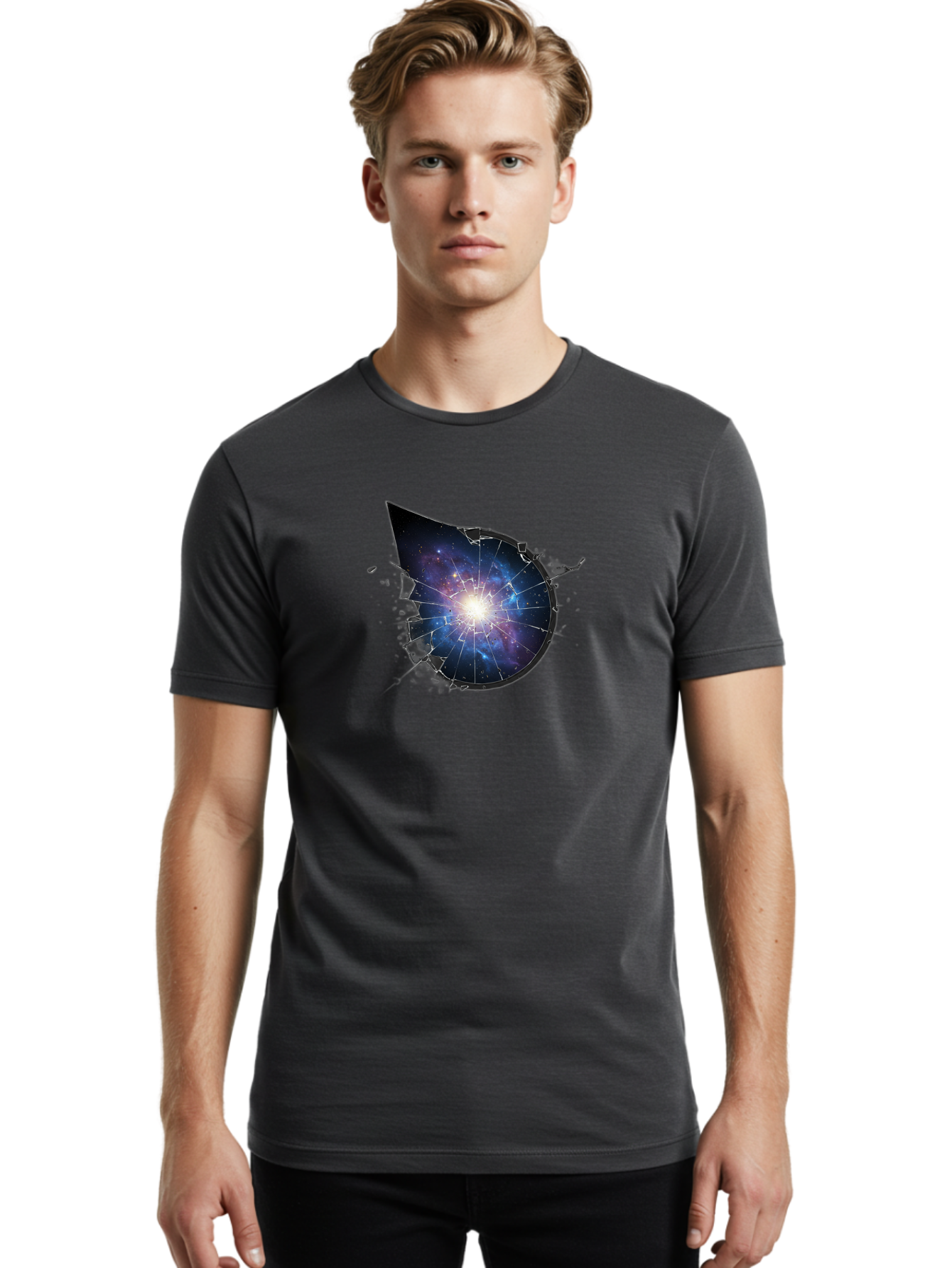 Galaxy-Water-Drop Men'S Graphic Tee, 100% Cotton, Comfortable Casual Summer Wear, Machine Washable, Vintage Camera, Old Camera, Antique Camera, Black Camera, Classic Photography, Photography Equipment, Nostalgic Device, Film Camera, Camera Art Bak655